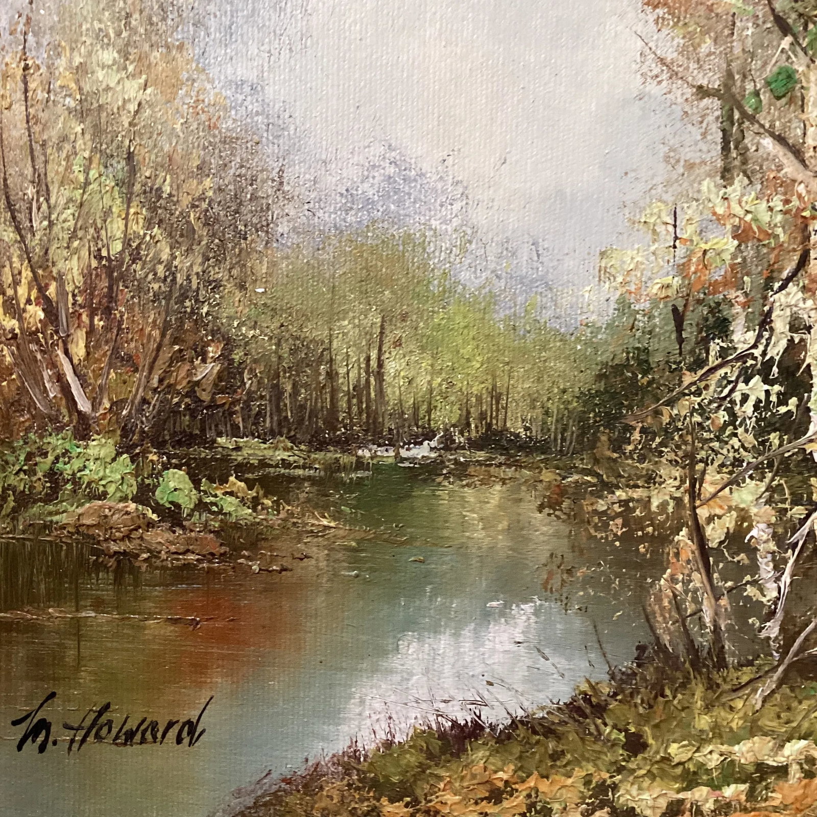 Mid 20th Century Mid Century Stunning Landscape Painting on Canvas B Framed and Signed by M. Howard - 7