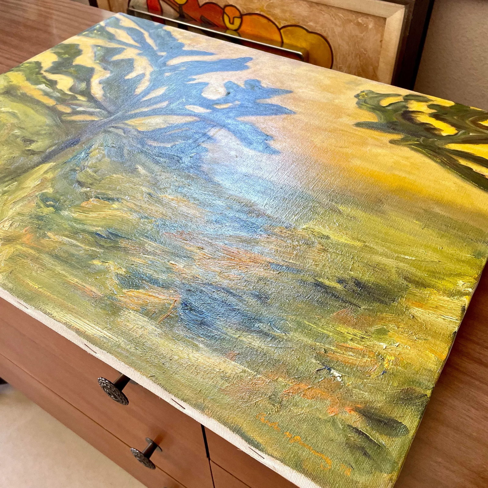 Vintage 1978 Landscape & Tree Painting Signed by Carlos Jimenez Art on Canvas - 8