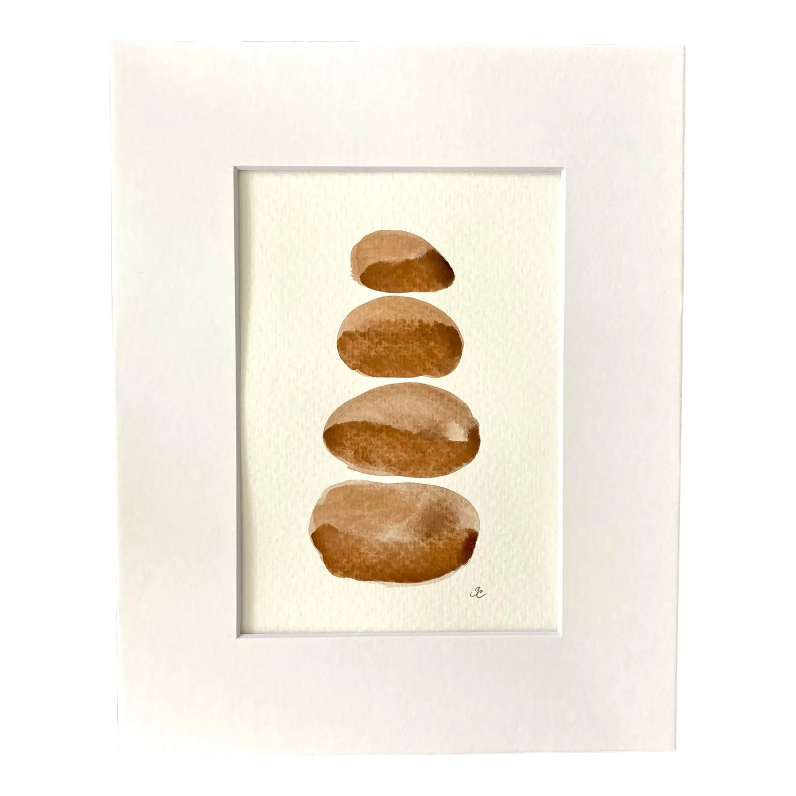 Contemporary Original Watercolor Painting on Paper by Stephanie Cate: Sunstones Original contemporary watercolor painting on paper of river rocks. Signed and matted ready to frame. Condition: Imperfections: No Imperfections Origin: United States Creator: Artist: