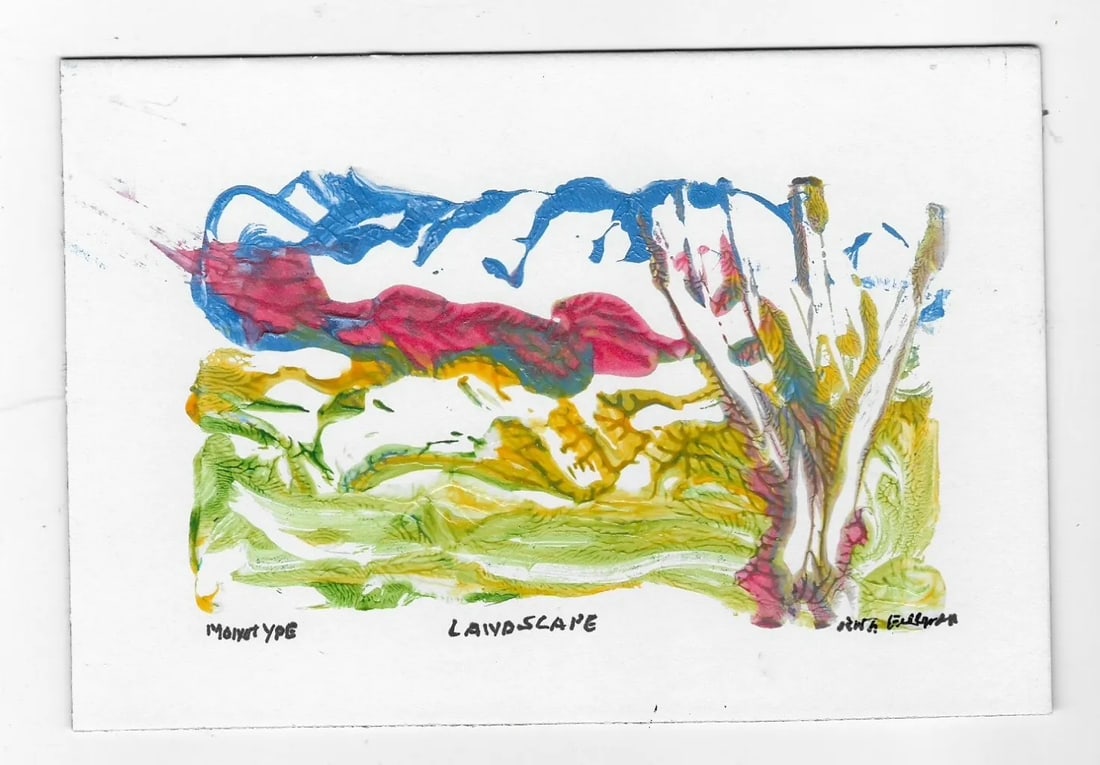 1980s Ruth Freeman Abstract Landscape Monoprint - 2