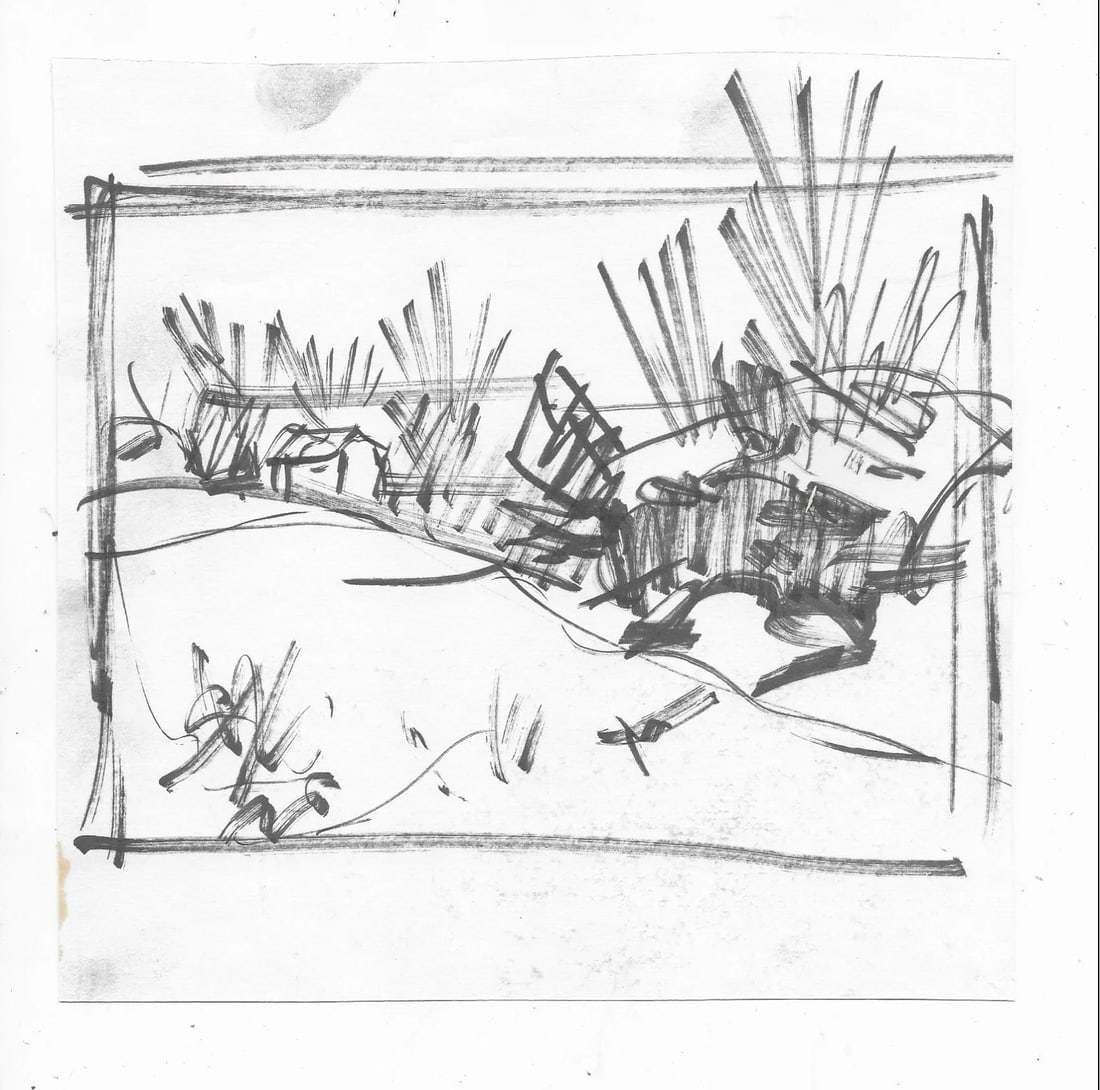 1980s John Reilly Landscape Drawing - 2
