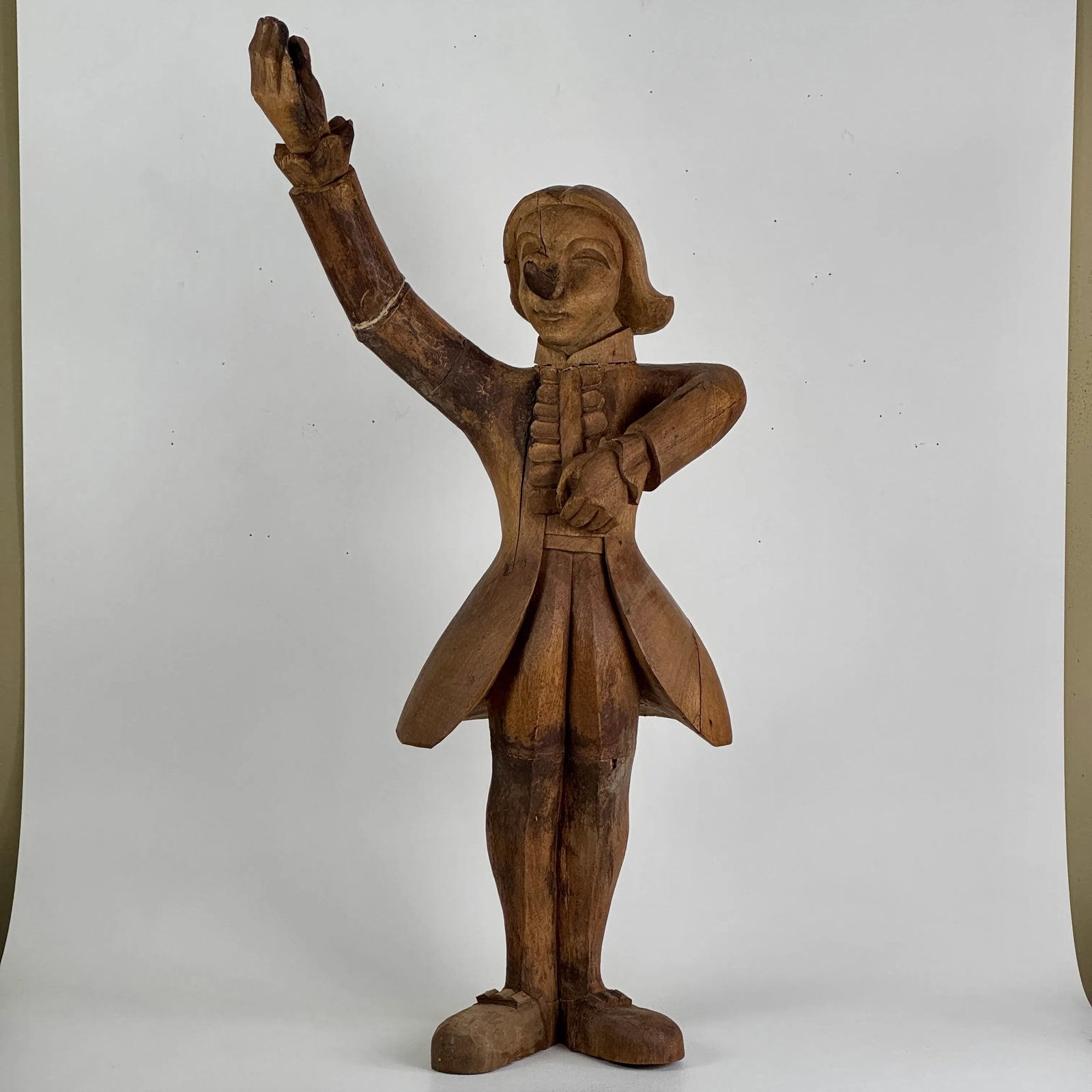 Rare & Unique 18th Century Hand Carved Wooden Sculpture of a Minstrel - 2