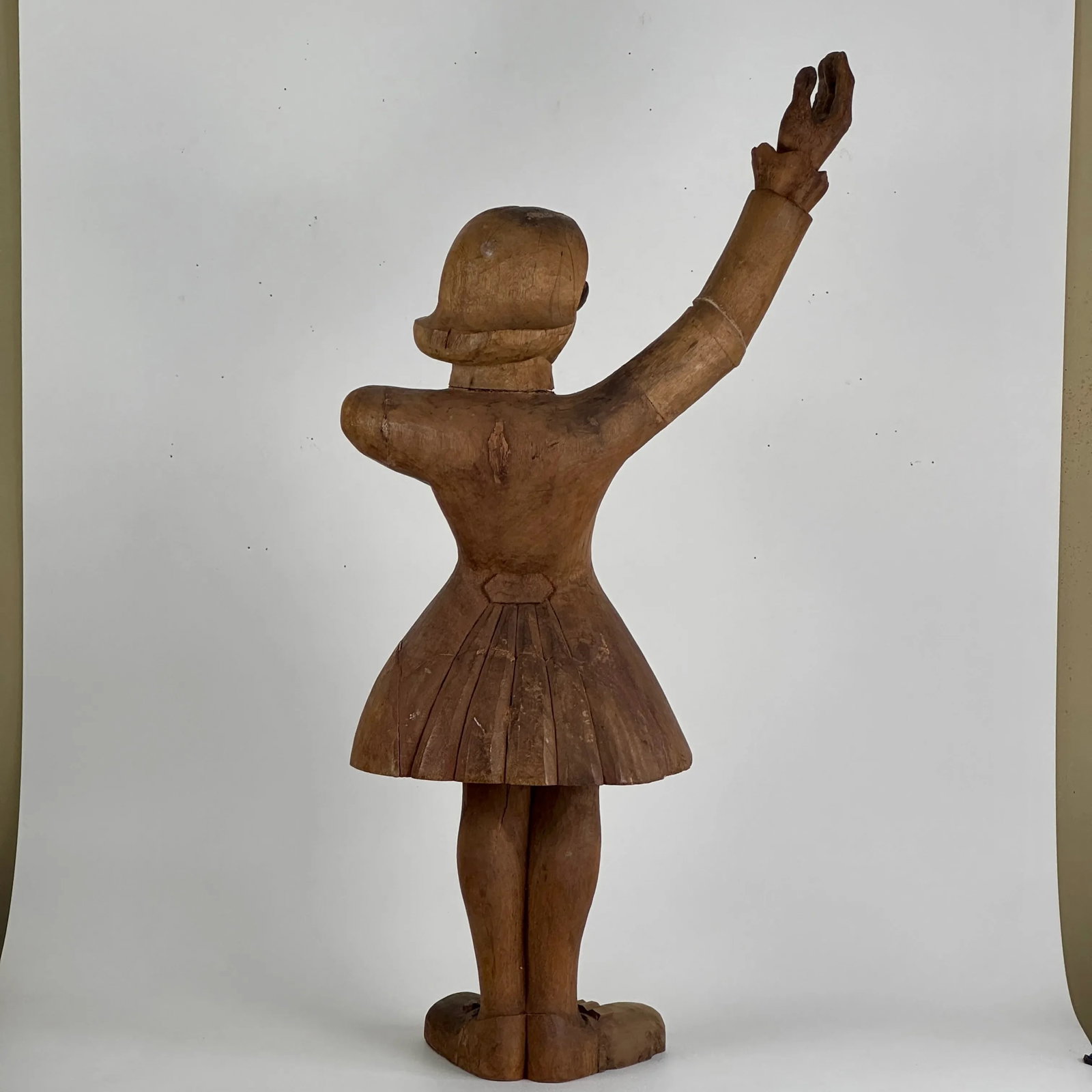 Rare & Unique 18th Century Hand Carved Wooden Sculpture of a Minstrel - 3