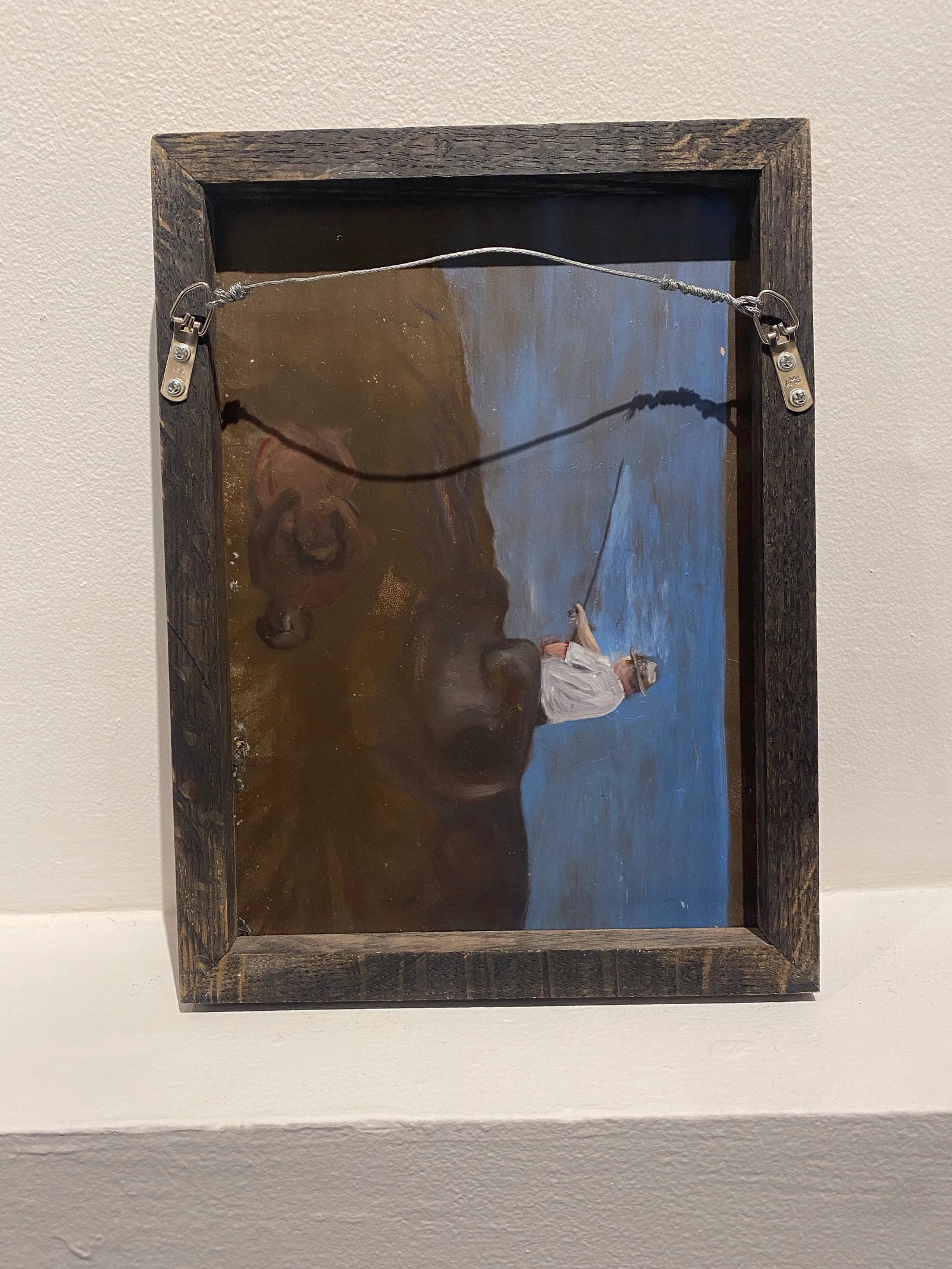Contemporary Oil Painting Male Self Portrait on Panel in Wooden Frame by Nicolas Nadja - 3