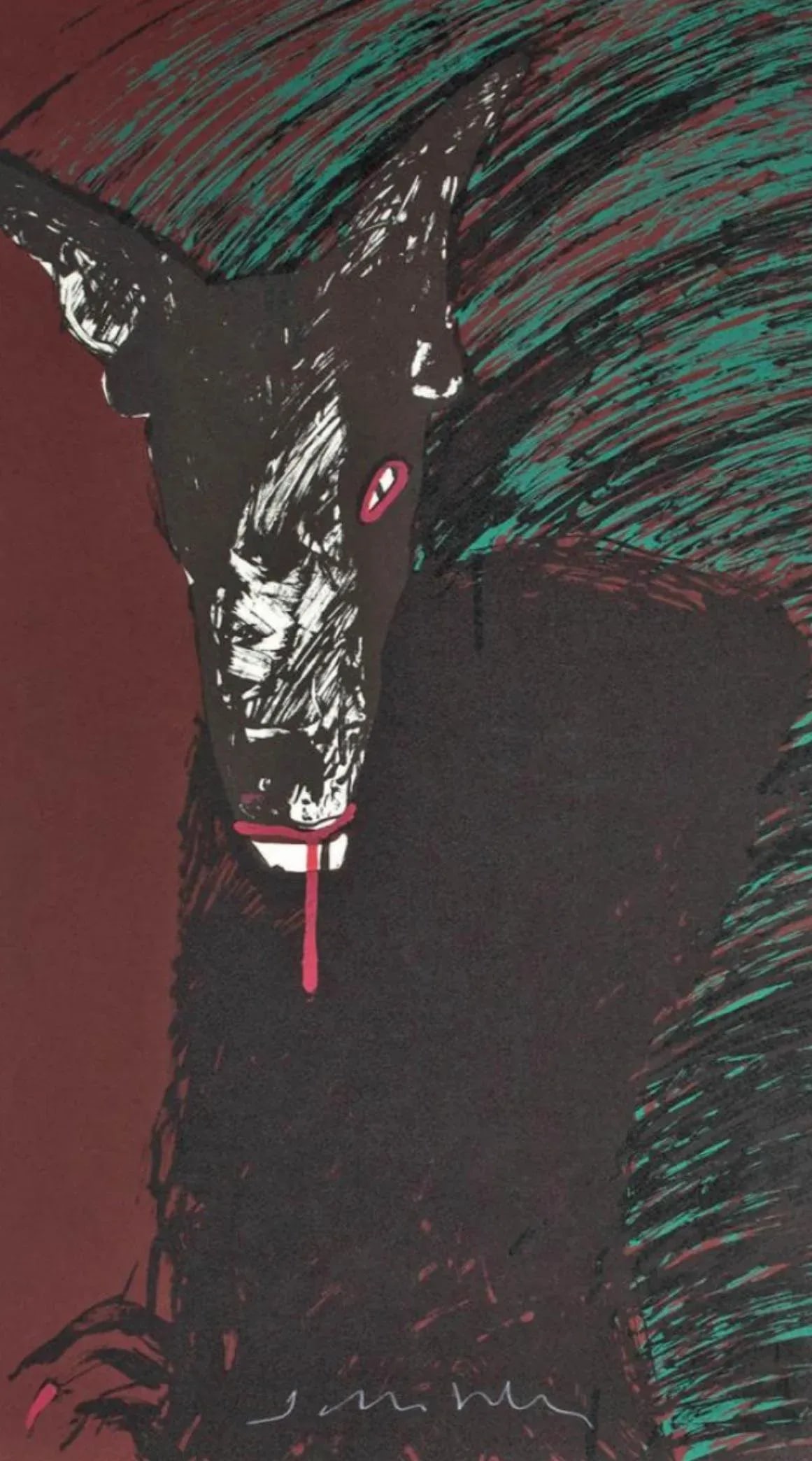 Late 20th Century Fritz Scholder "Portrait of Werewolf" Lithograph, Framed - 8