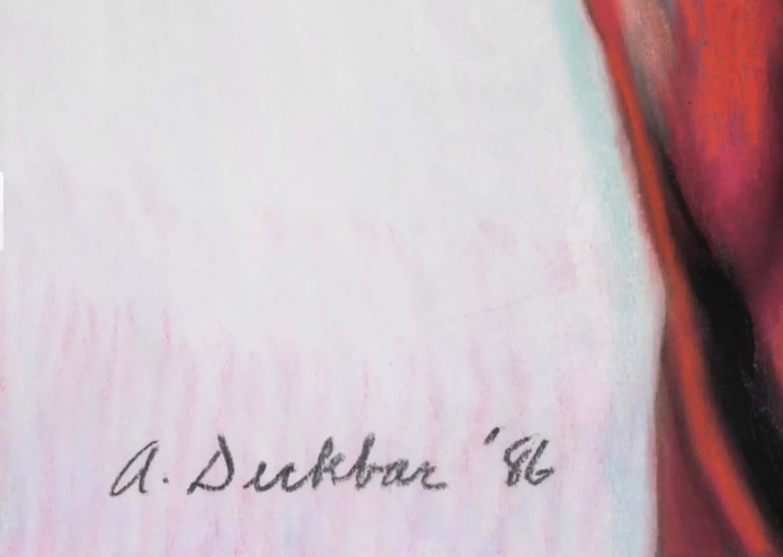 Woman in Veil (Very Large Vintage Pastel Portrait, Ex. Arthur Roger Gallery), Adrian Deckbar - 2