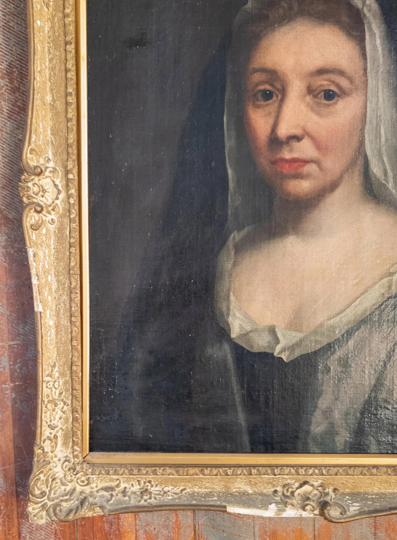 18th Century Oil on Canvas Portrait of Henrietta Louisa Fermor, Circle of William Hogarth - 6