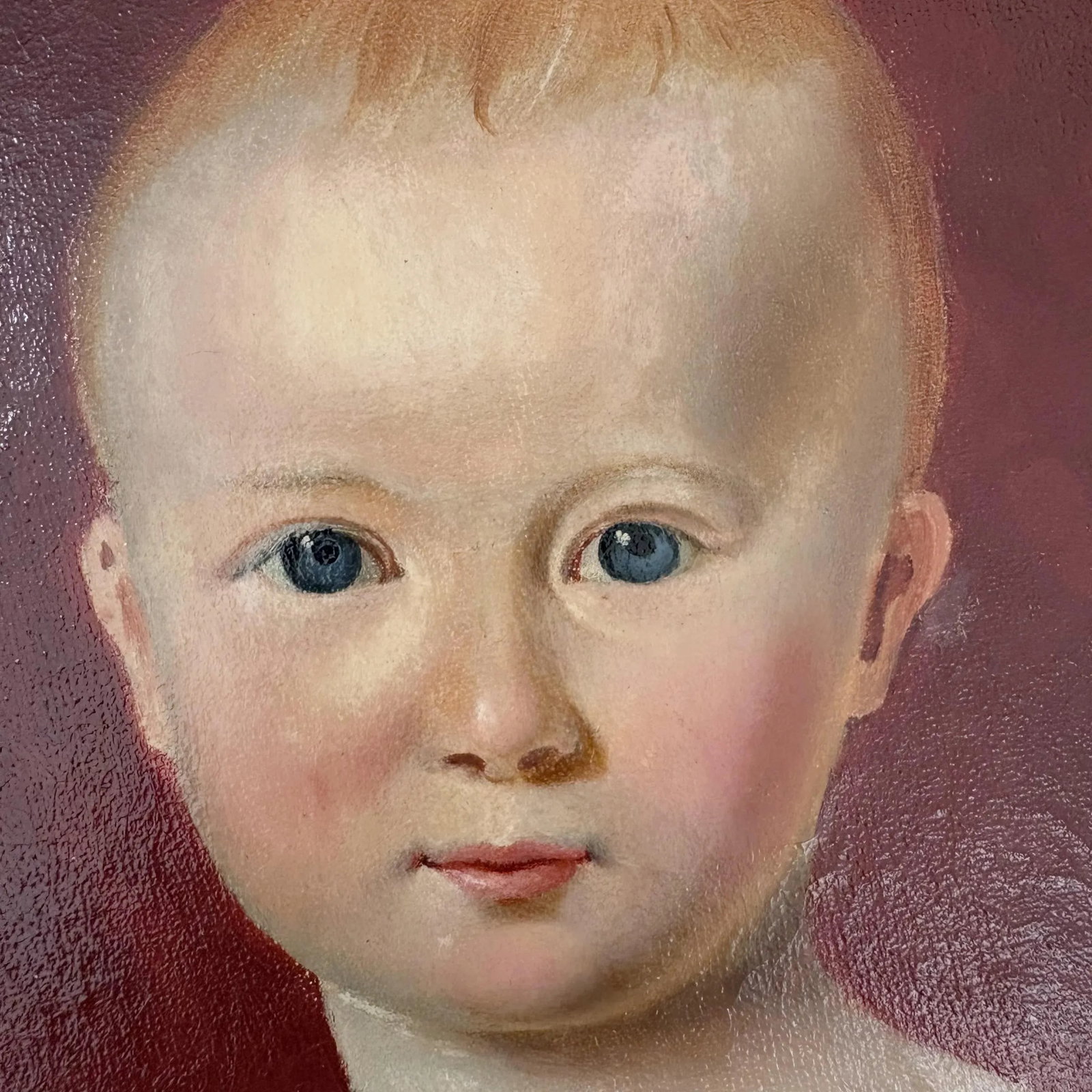 Early 20th Century Folk Art Child Portrait Oil Painting, Antique Oil Painting - 2