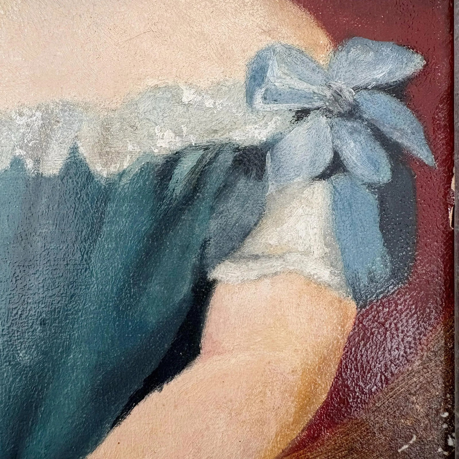 Early 20th Century Folk Art Child Portrait Oil Painting, Antique Oil Painting - 6