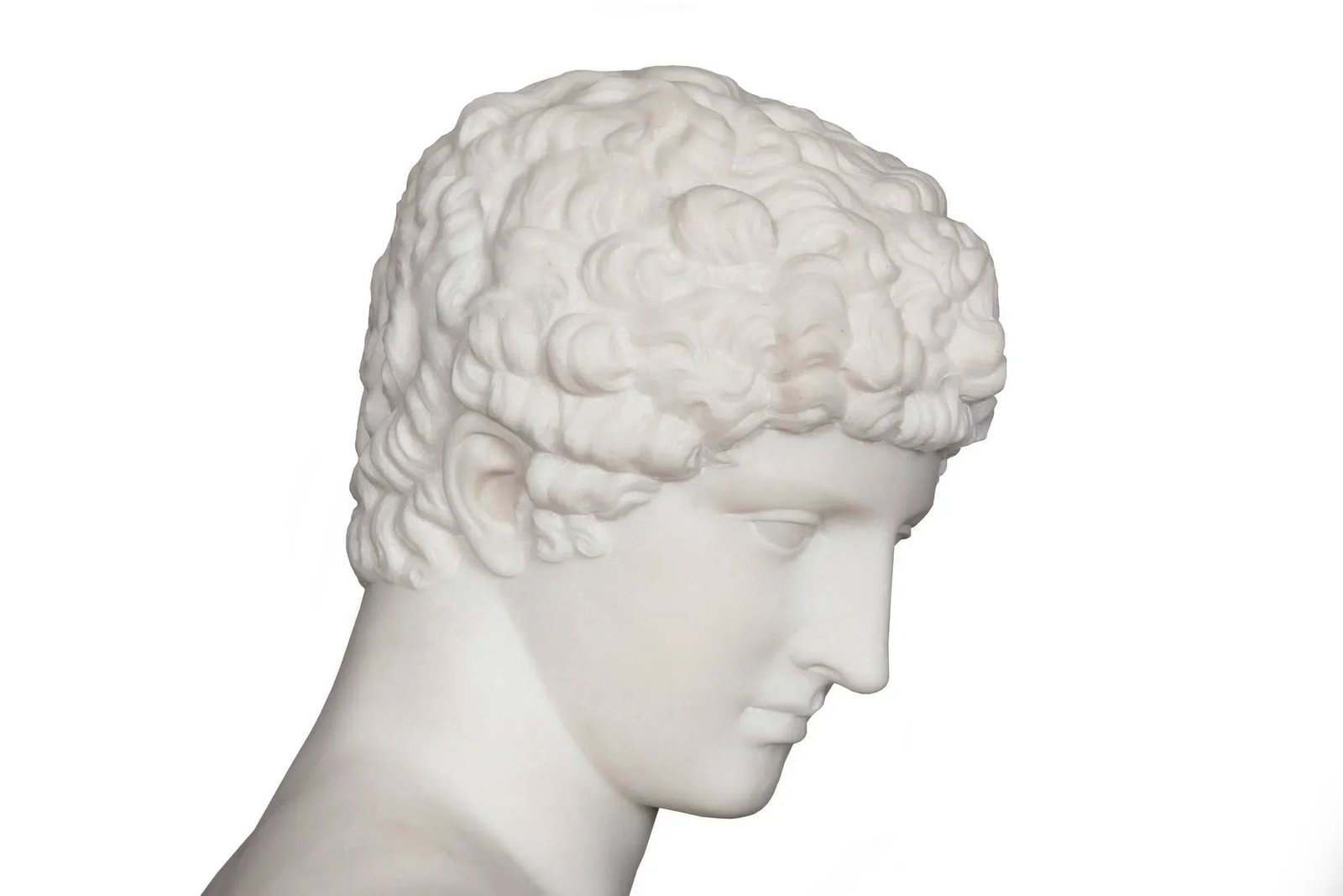 Grand Tour 19th Century Marble Bust of Antinous as Hermes by Filli Pugi - 10