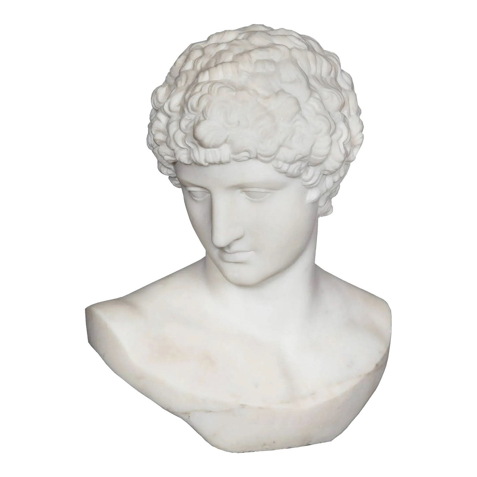 Grand Tour 19th Century Marble Bust of Antinous as Hermes by Filli Pugi (1 of 12)
