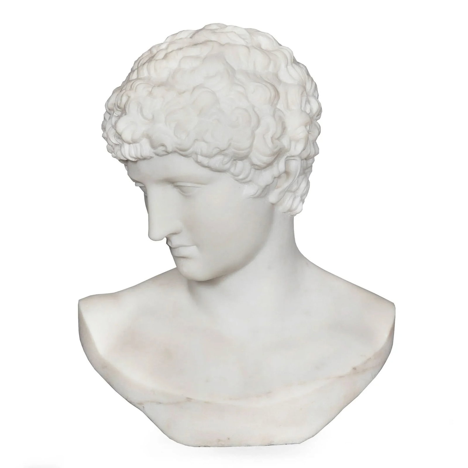 Grand Tour 19th Century Marble Bust of Antinous as Hermes by Filli Pugi - 2