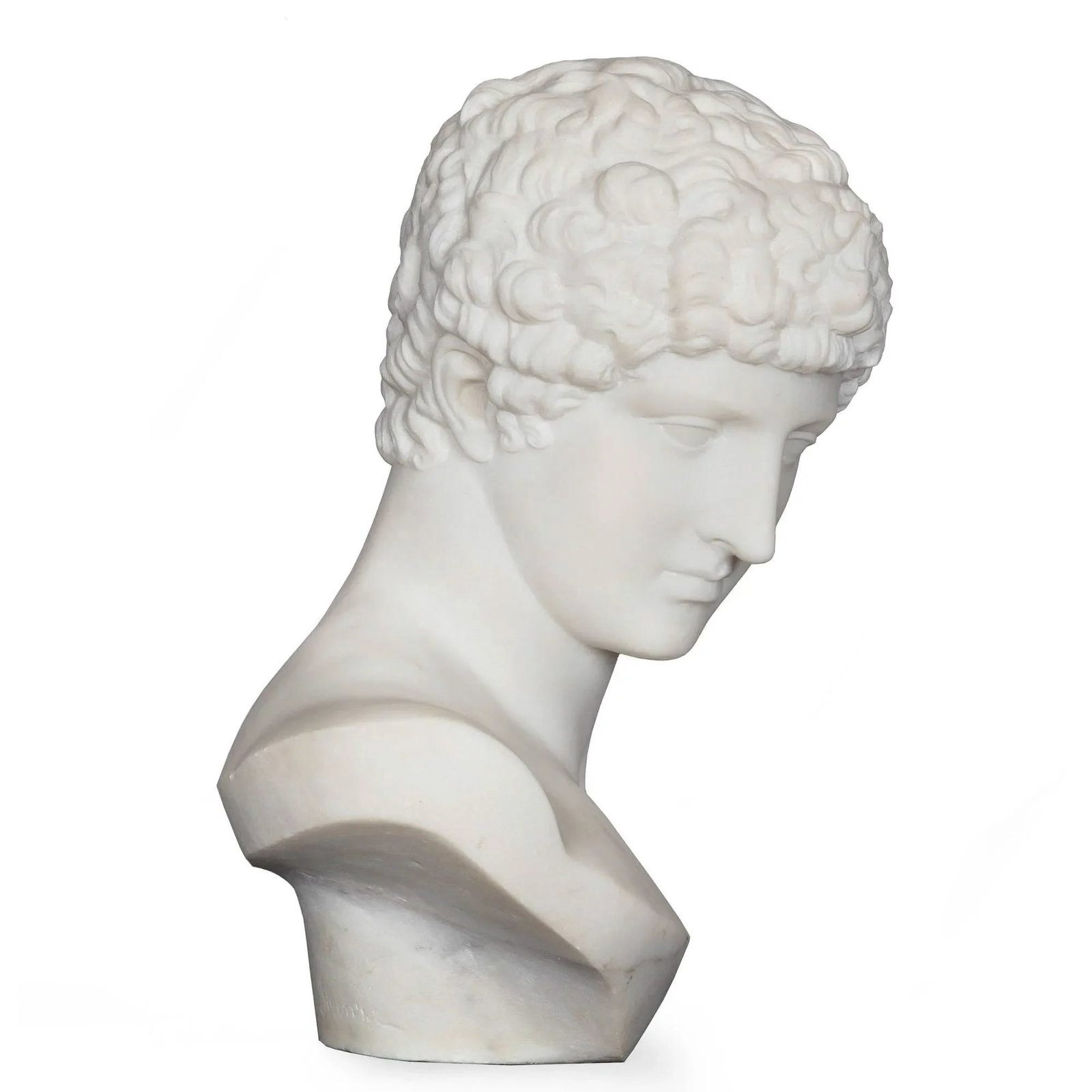 Grand Tour 19th Century Marble Bust of Antinous as Hermes by Filli Pugi - 4