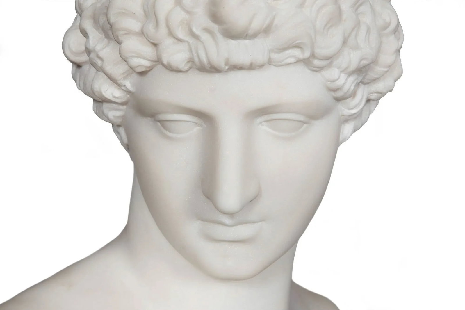 Grand Tour 19th Century Marble Bust of Antinous as Hermes by Filli Pugi - 7