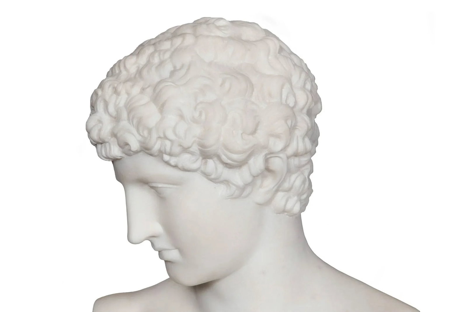 Grand Tour 19th Century Marble Bust of Antinous as Hermes by Filli Pugi - 9