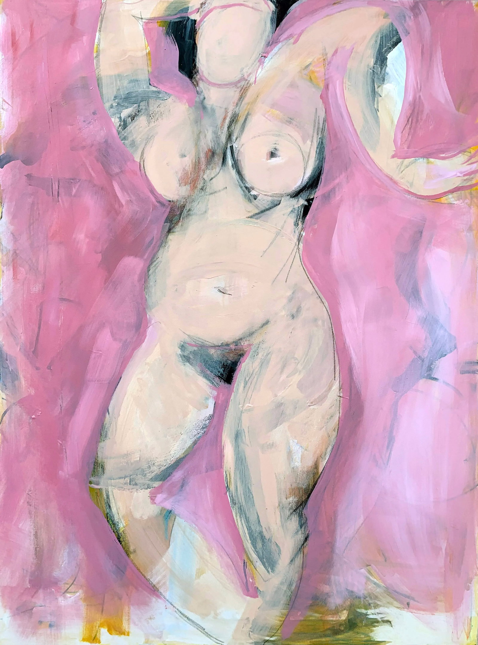 Woman in Pink 36 X 48 Inches, Painting on Canvas - 4