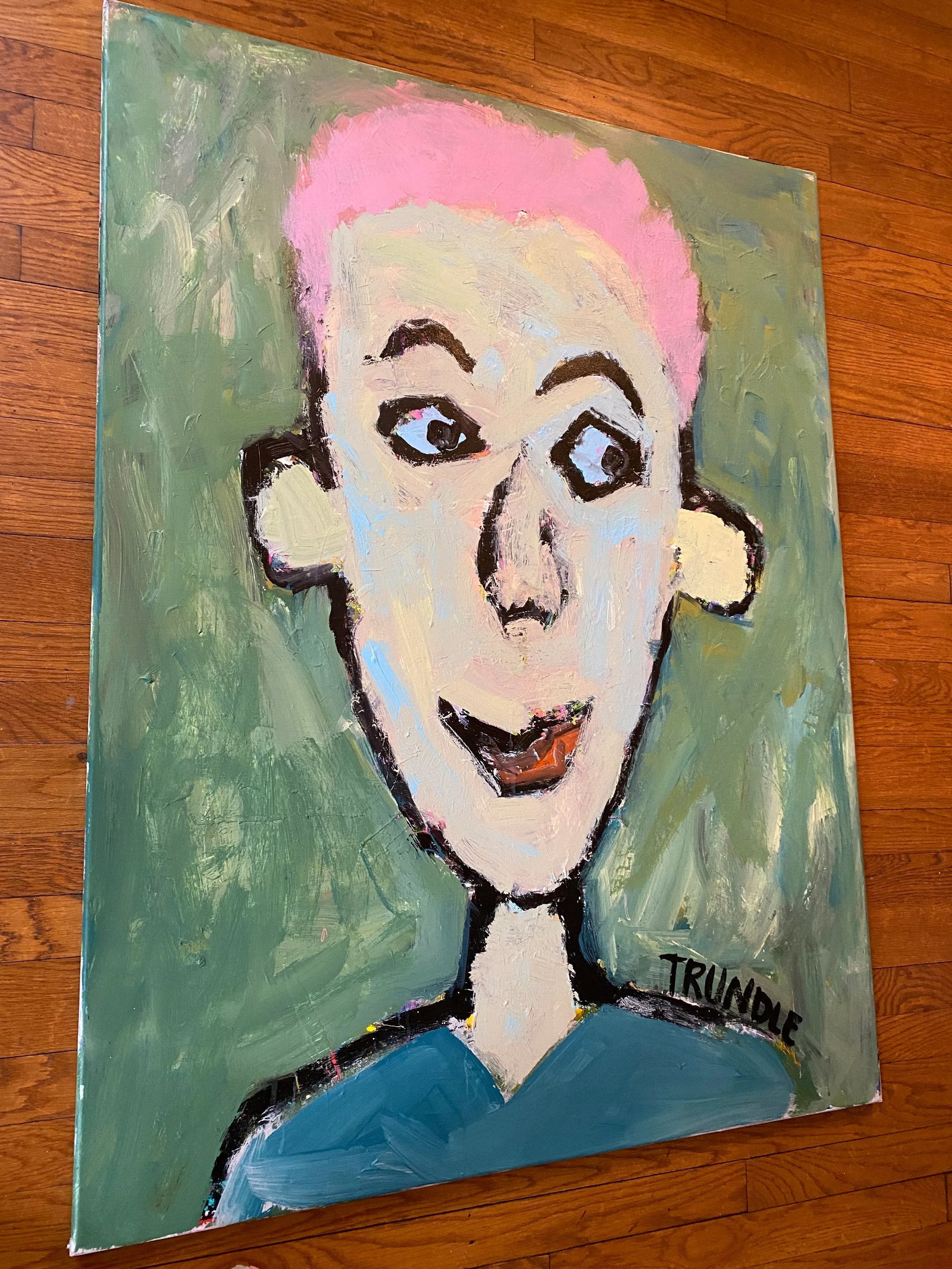 Sarah Trundle, Abstract Figure/ Portrait Painting, "Pinky" - 2