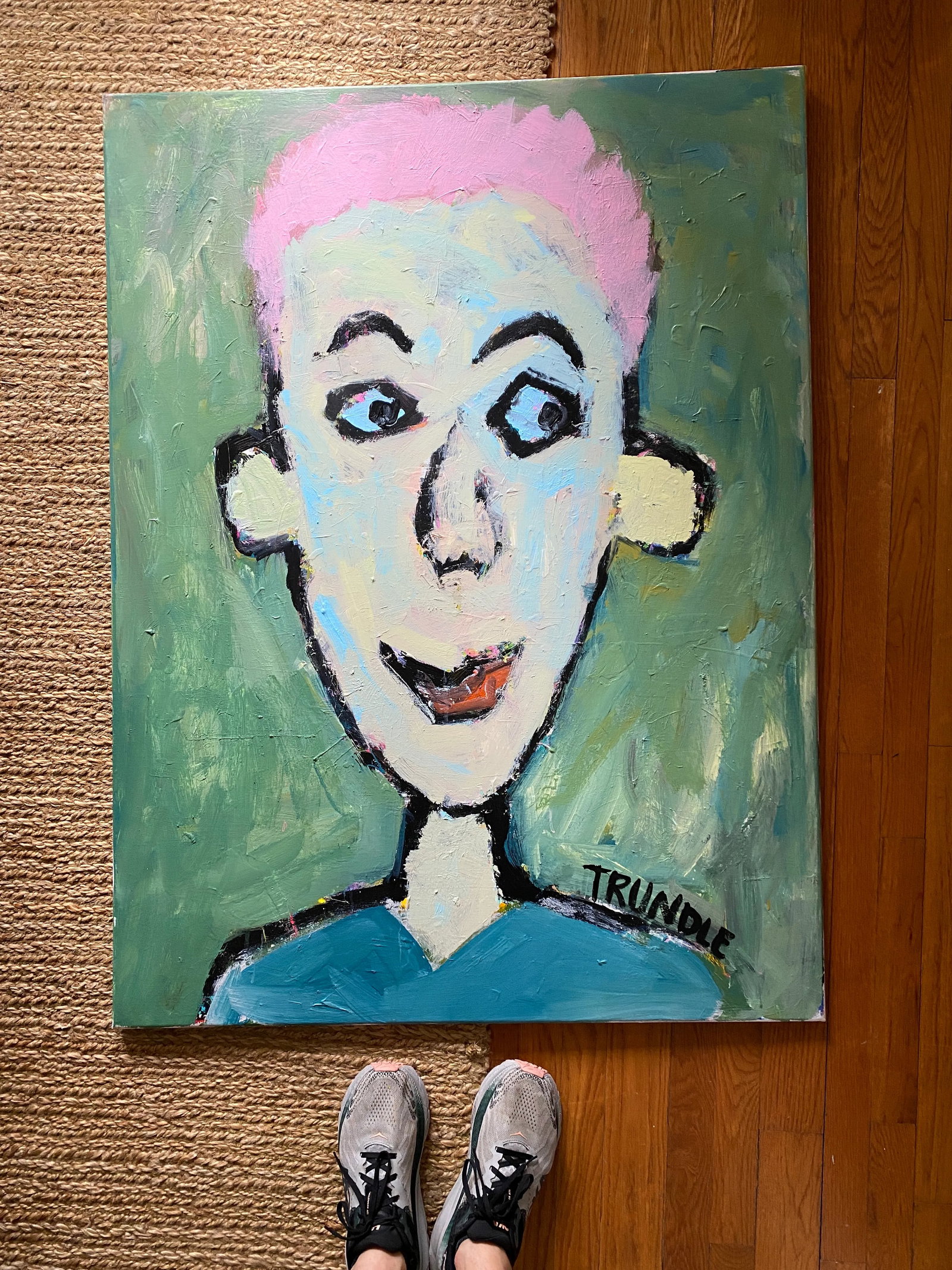 Sarah Trundle, Abstract Figure/ Portrait Painting, "Pinky" - 3