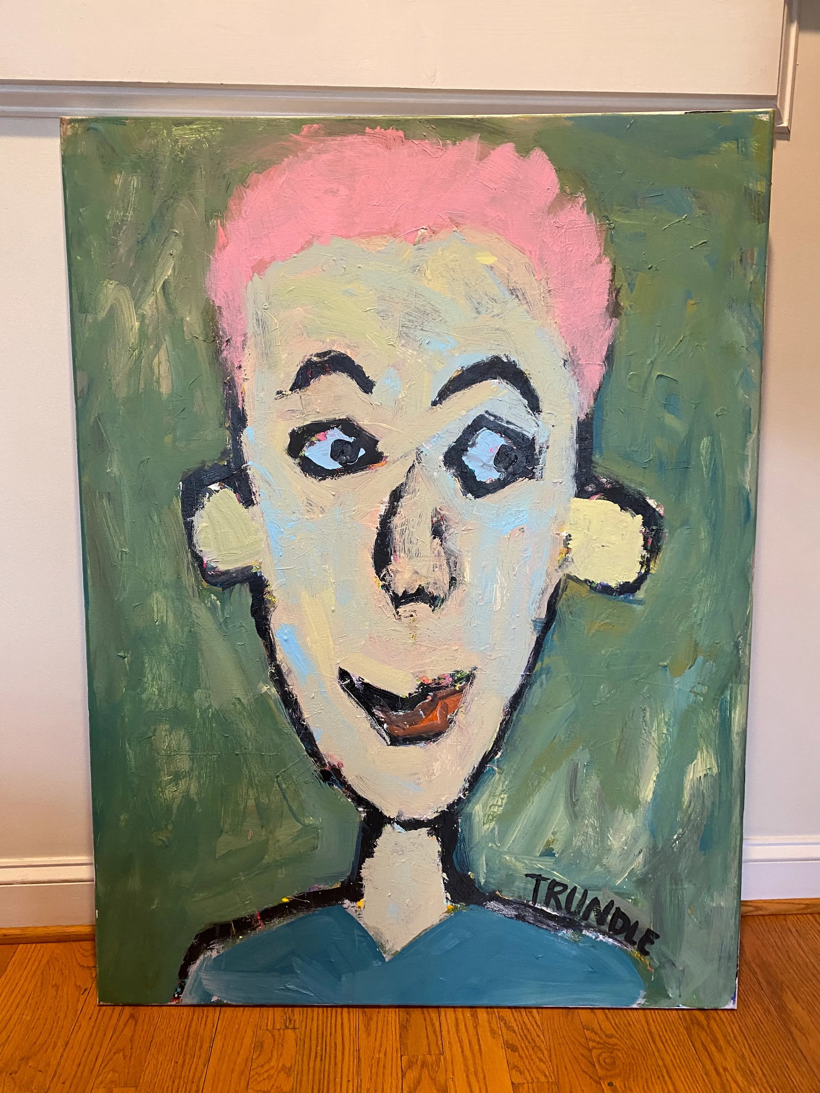 Sarah Trundle, Abstract Figure/ Portrait Painting, "Pinky" - 4