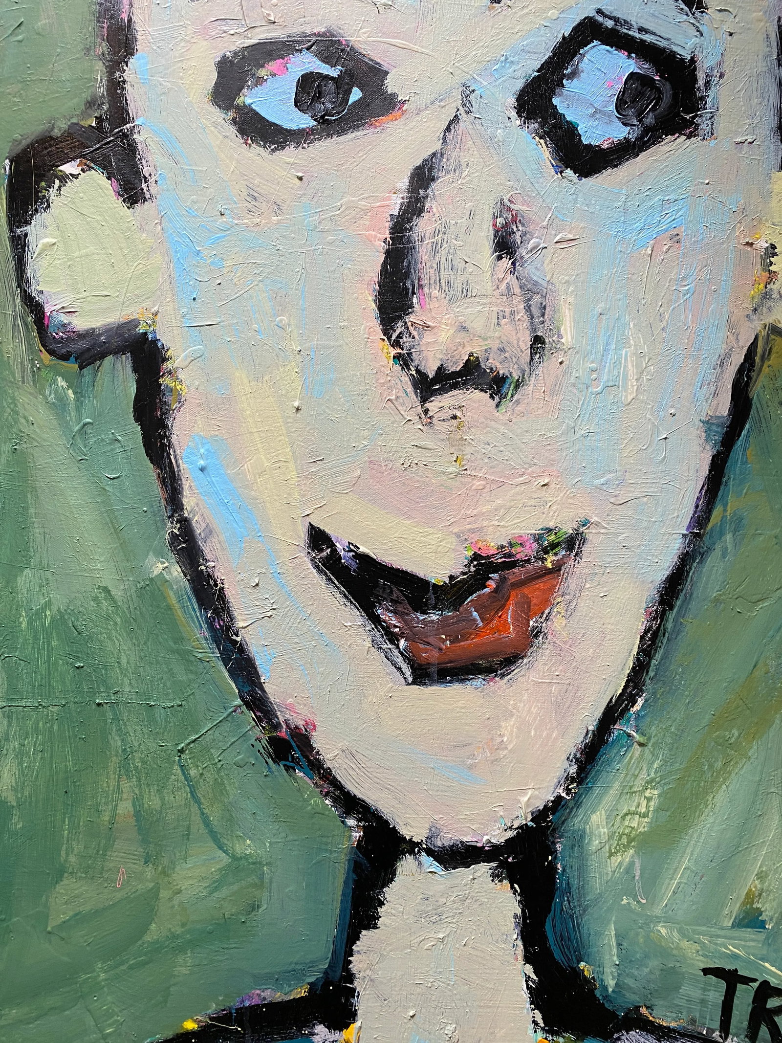 Sarah Trundle, Abstract Figure/ Portrait Painting, "Pinky" - 5