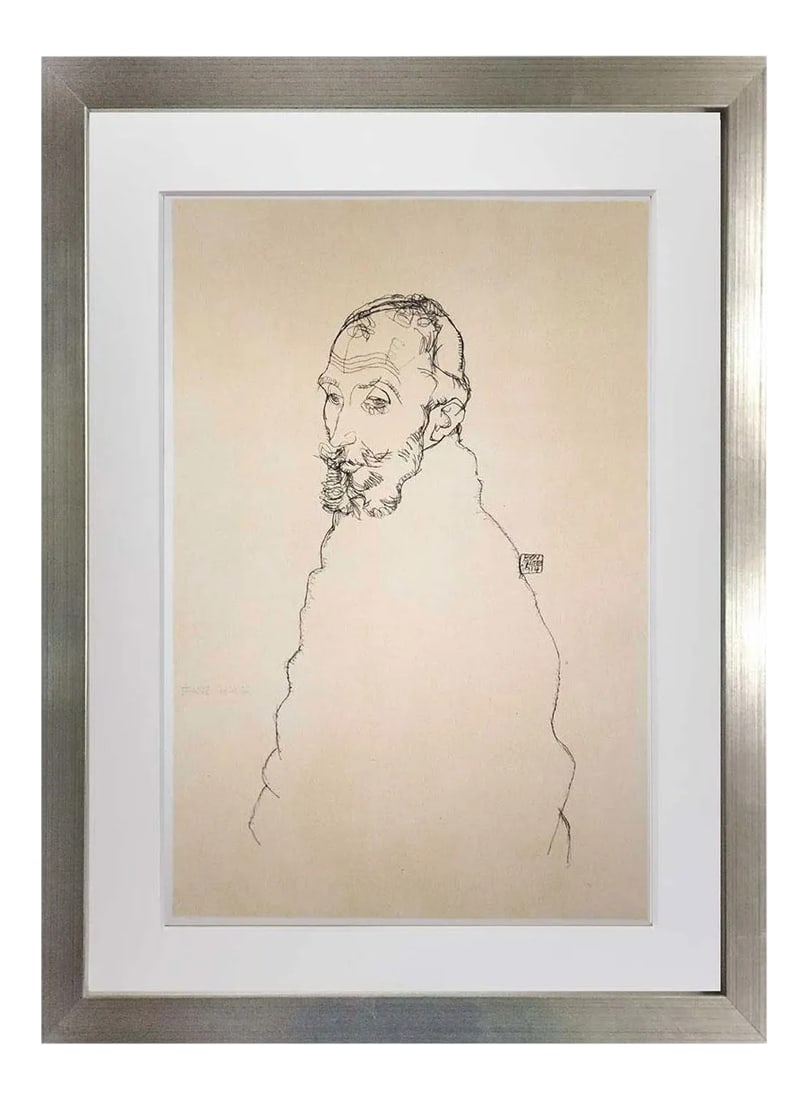 1960s Egon Schiele Signed Dated Lt. Ed. "Portrait Franze Hauer" Lithograph: Schiele Lithograph Gouache titled Portrait of Franz Hauer, 1914. Size : 50.2x35.6cm. It is a numbered Limited Edition of 100 and has exemplary Authentication numbered out of 100 from the Presses of Ma
