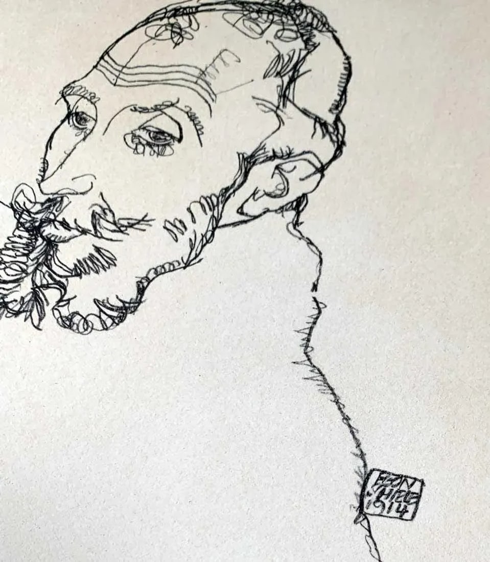 1960s Egon Schiele Signed Dated Lt. Ed. "Portrait Franze Hauer" Lithograph - 3