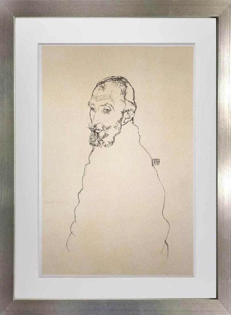 1960s Egon Schiele Signed Dated Lt. Ed. "Portrait Franze Hauer" Lithograph - 5
