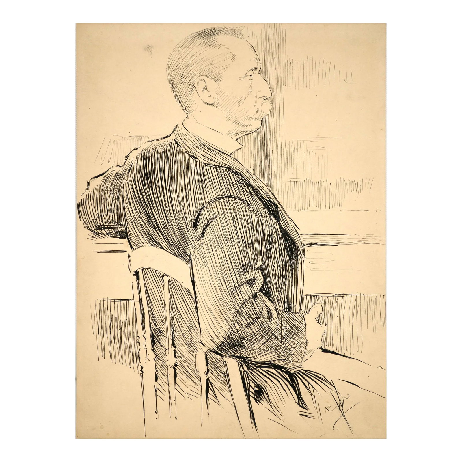 A19th C. Newspaper Illustration of Hiram H. Hobbs, Foreman of the Grand Jury 1898 by Richard Langtry: Historical late 19th century portrait of Hiram H. Hobbs, Foreman of the Grand Jury of San Francisco y Richard Langtry Partington (American, 1868-1929. This pen and ink drawing is the original for a