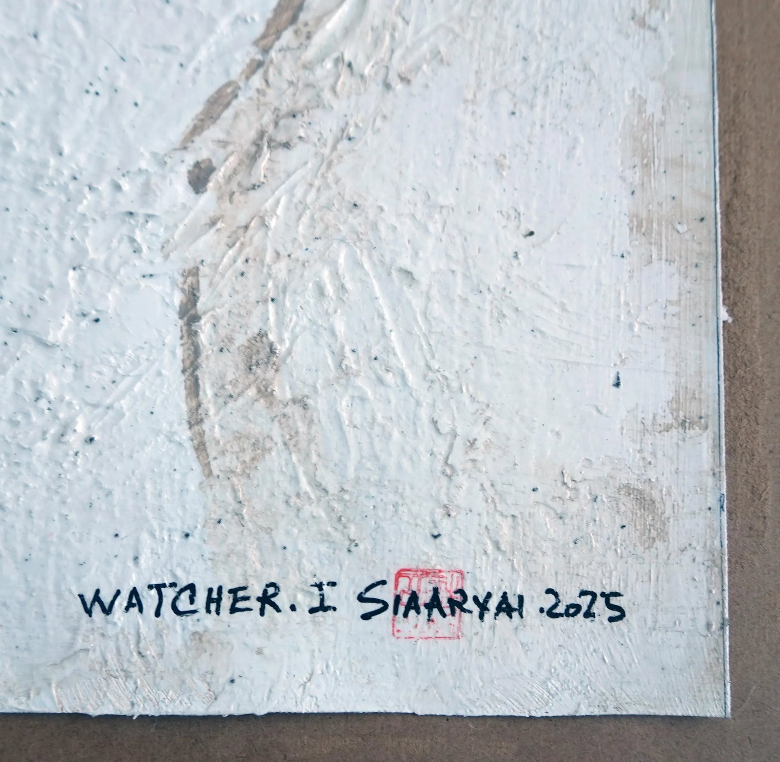 Watcher. I White Framed Surreal Painting on Canvas - 3