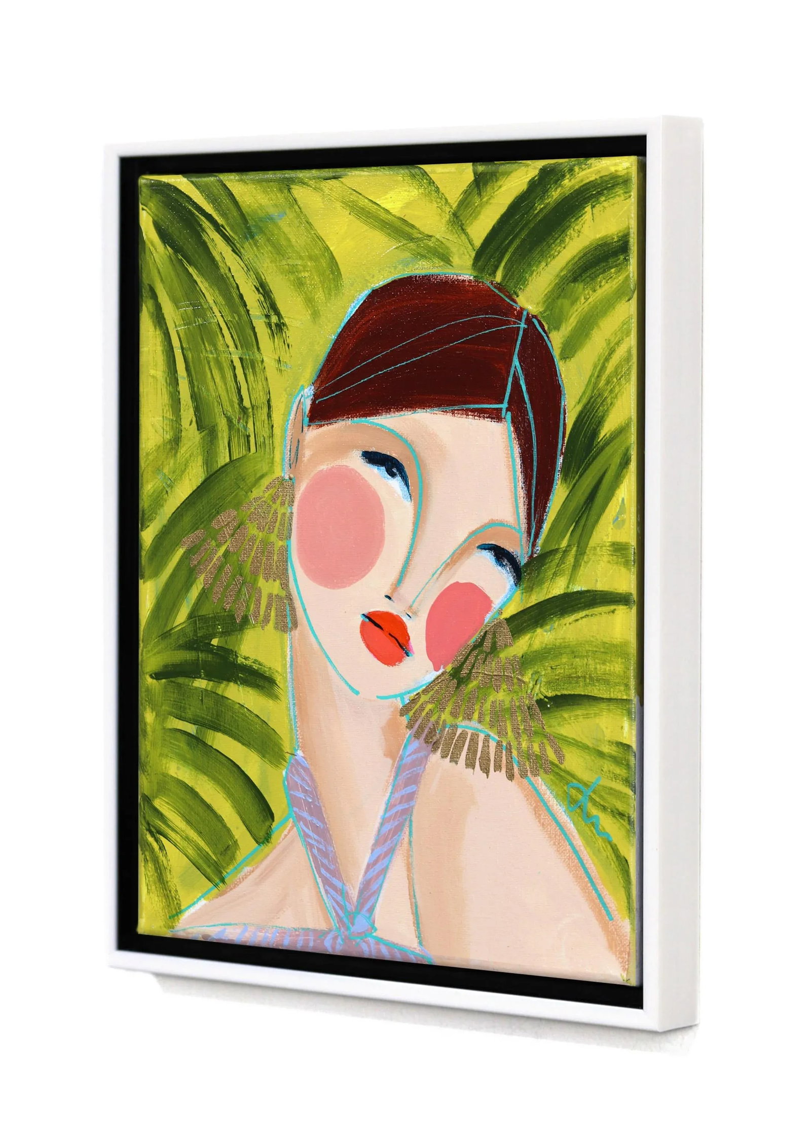 Miss Priss Palms 4 - Colorful Abstract Figurative Portrait Painting Original Artwork by Lindsey McCo - 6