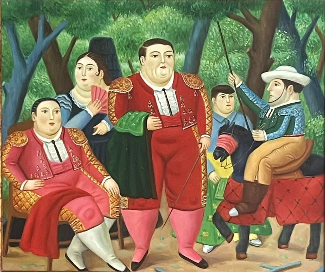 After Fernando Botero "Lefty & Gang" Ornately Framed Iconic Canvas Reproduction - 2