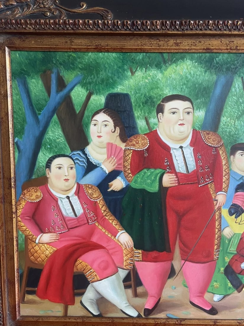 After Fernando Botero "Lefty & Gang" Ornately Framed Iconic Canvas Reproduction - 3