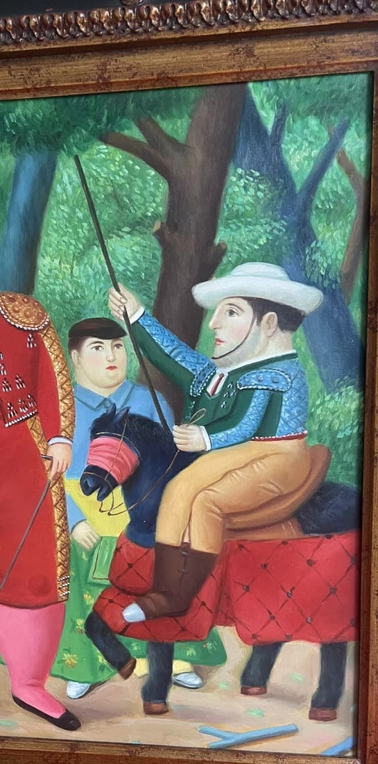 After Fernando Botero "Lefty & Gang" Ornately Framed Iconic Canvas Reproduction - 4