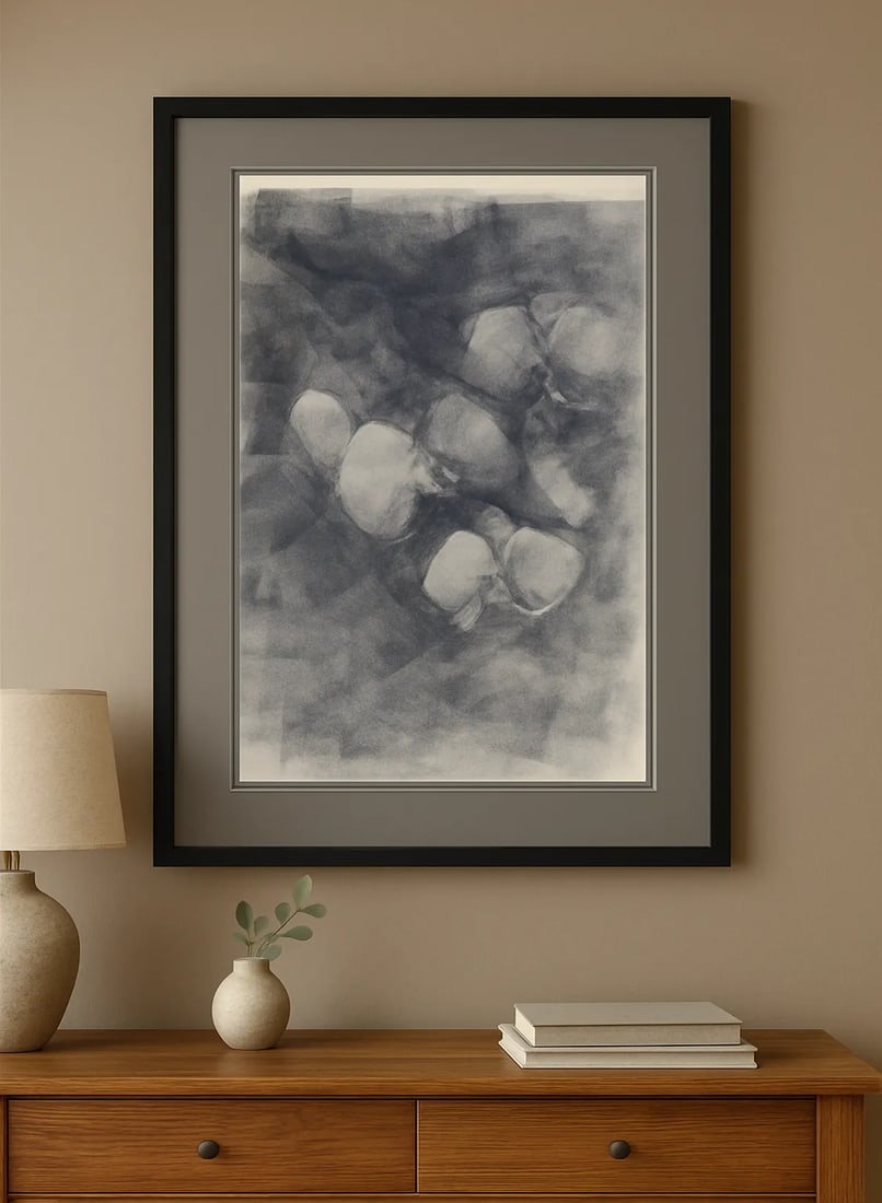 Ink on Paper_25 Original Modern Abstract Art Gray Painting by Carrie Bergey - 2