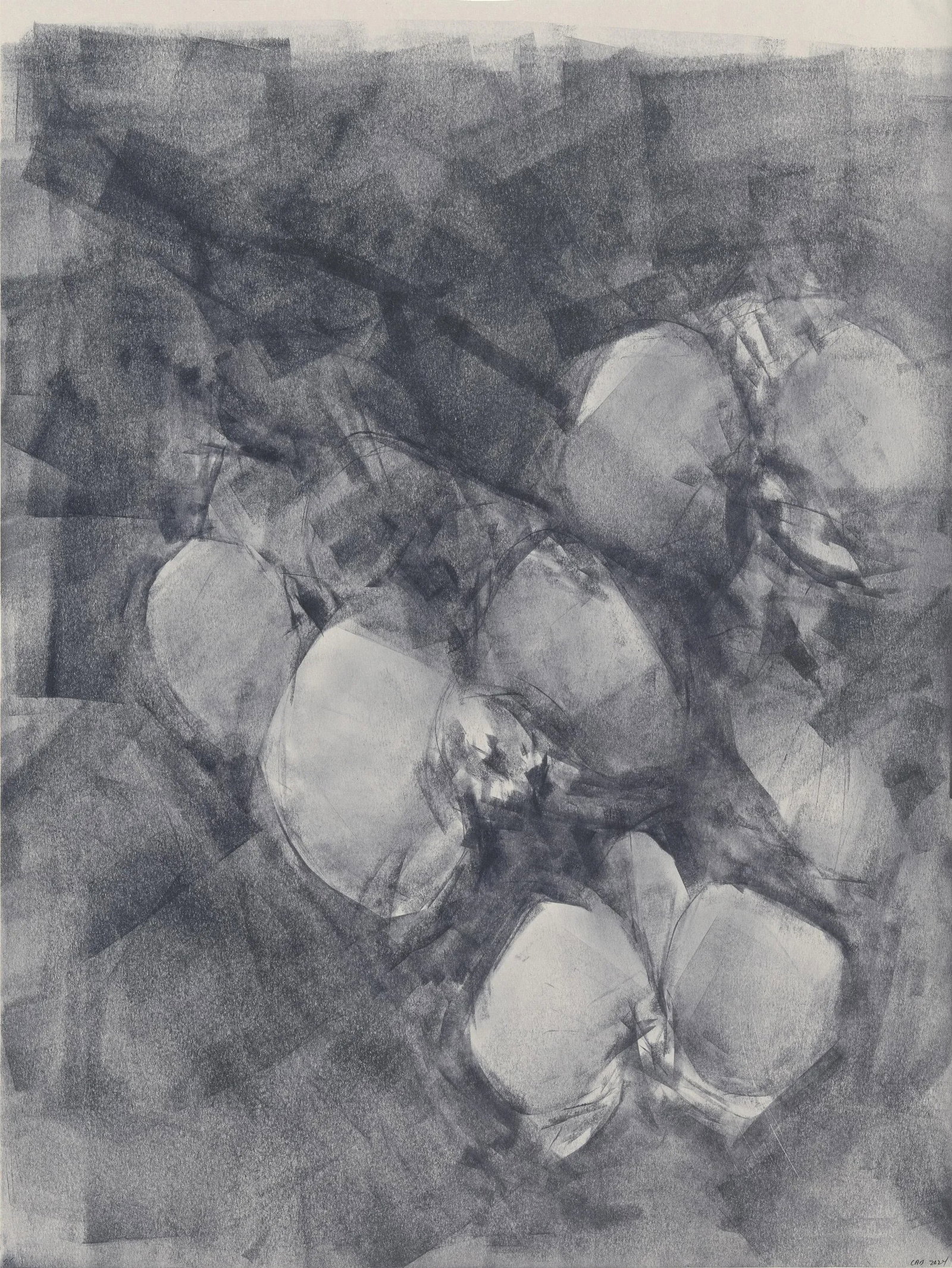 Ink on Paper_25 Original Modern Abstract Art Gray Painting by Carrie Bergey - 3