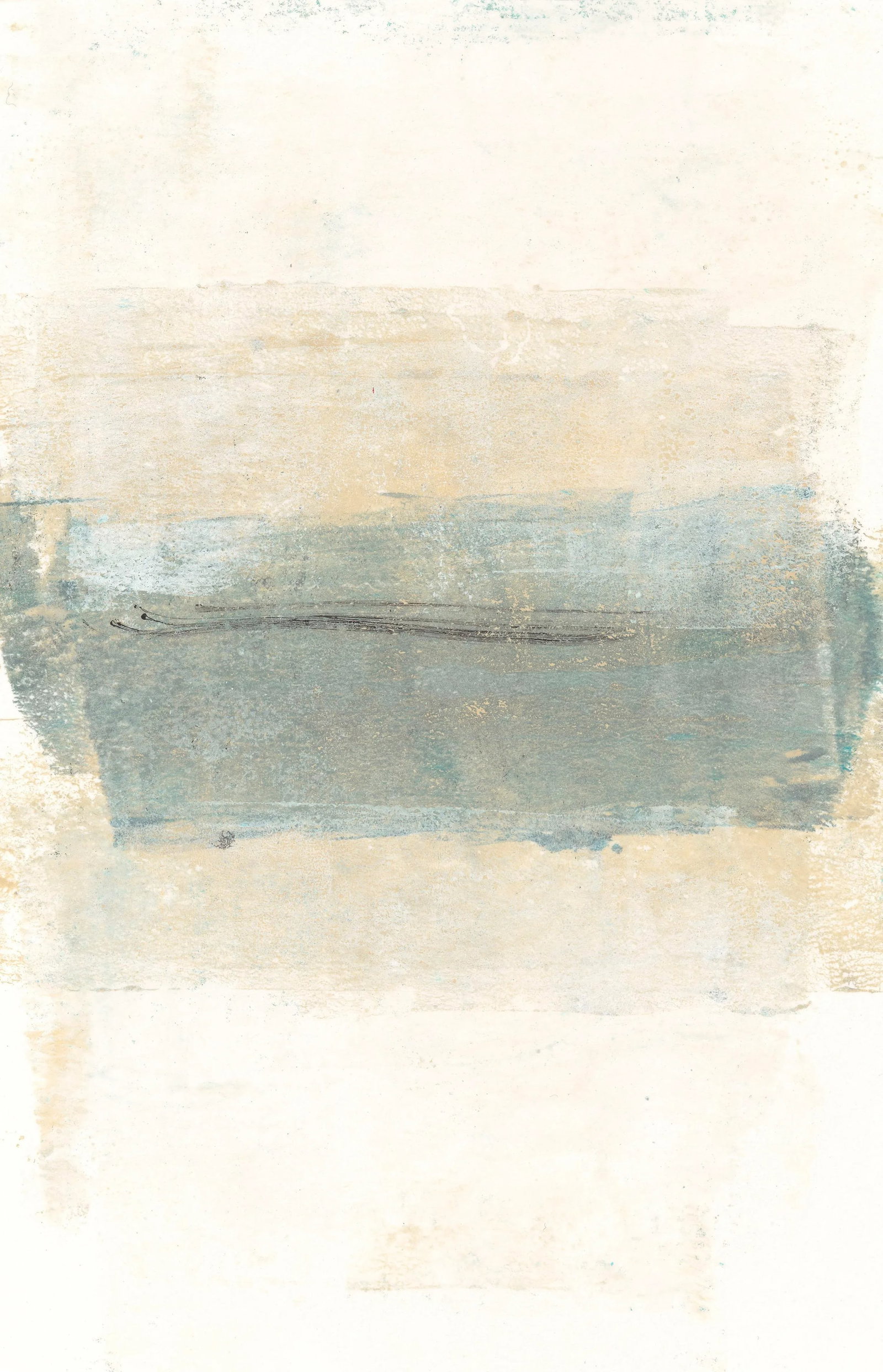 Mesas-07 Abstract Landscape Monoprint Grey Almond by Carrie Bergey - 2