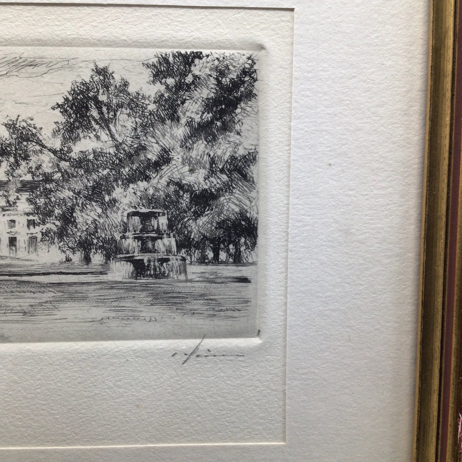 Vintage Pencil Signed Framed Etching of Wiesbaden Kurhaus - 11