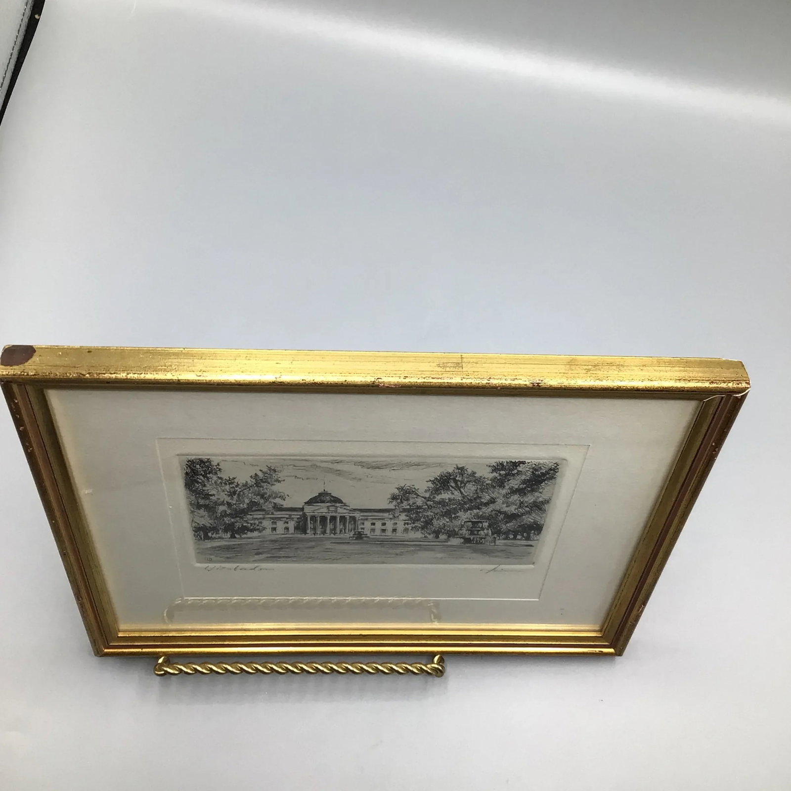 Vintage Pencil Signed Framed Etching of Wiesbaden Kurhaus - 8