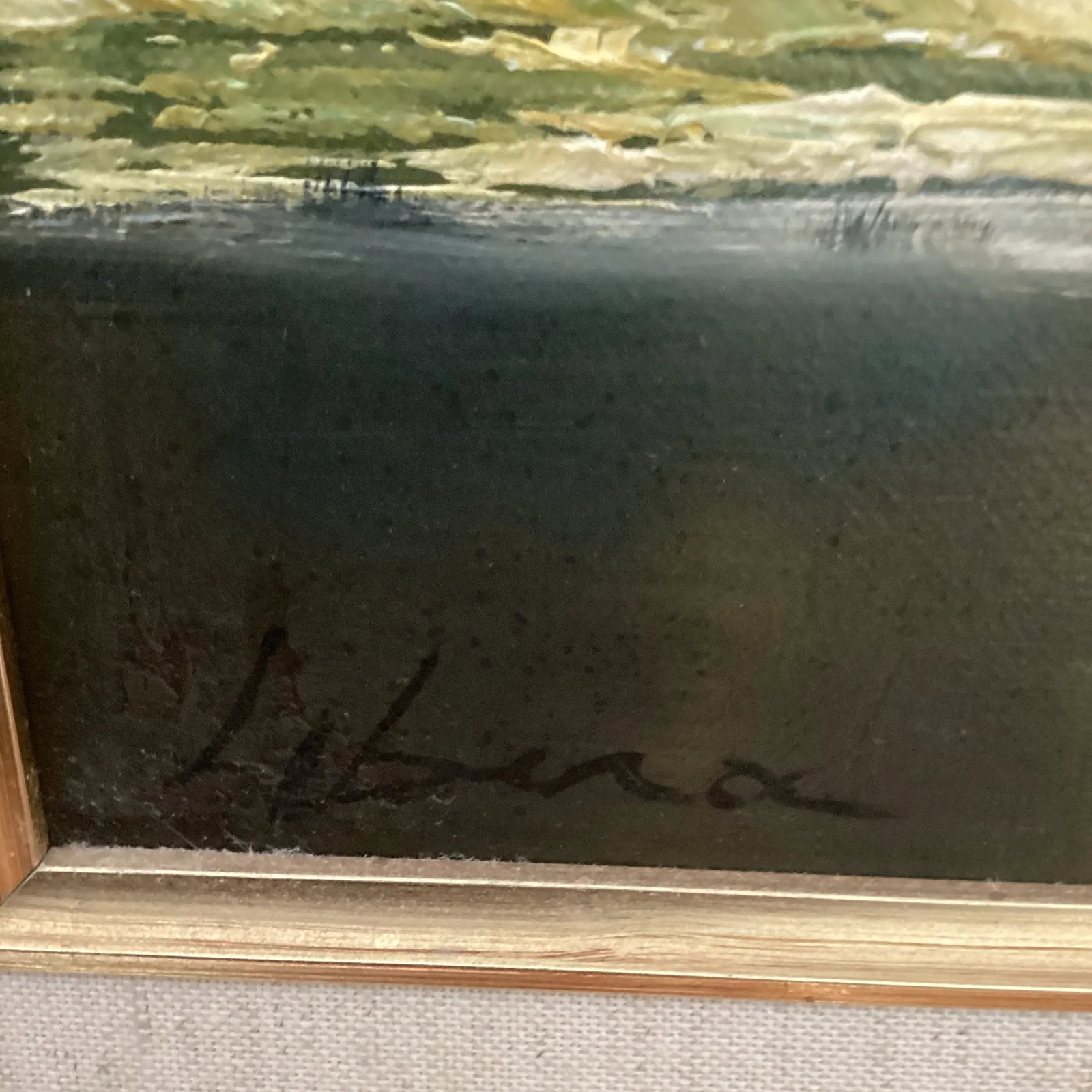Original Painting of a Mountain Landscape with Lake and Evergreen Trees Signed Framed - 10