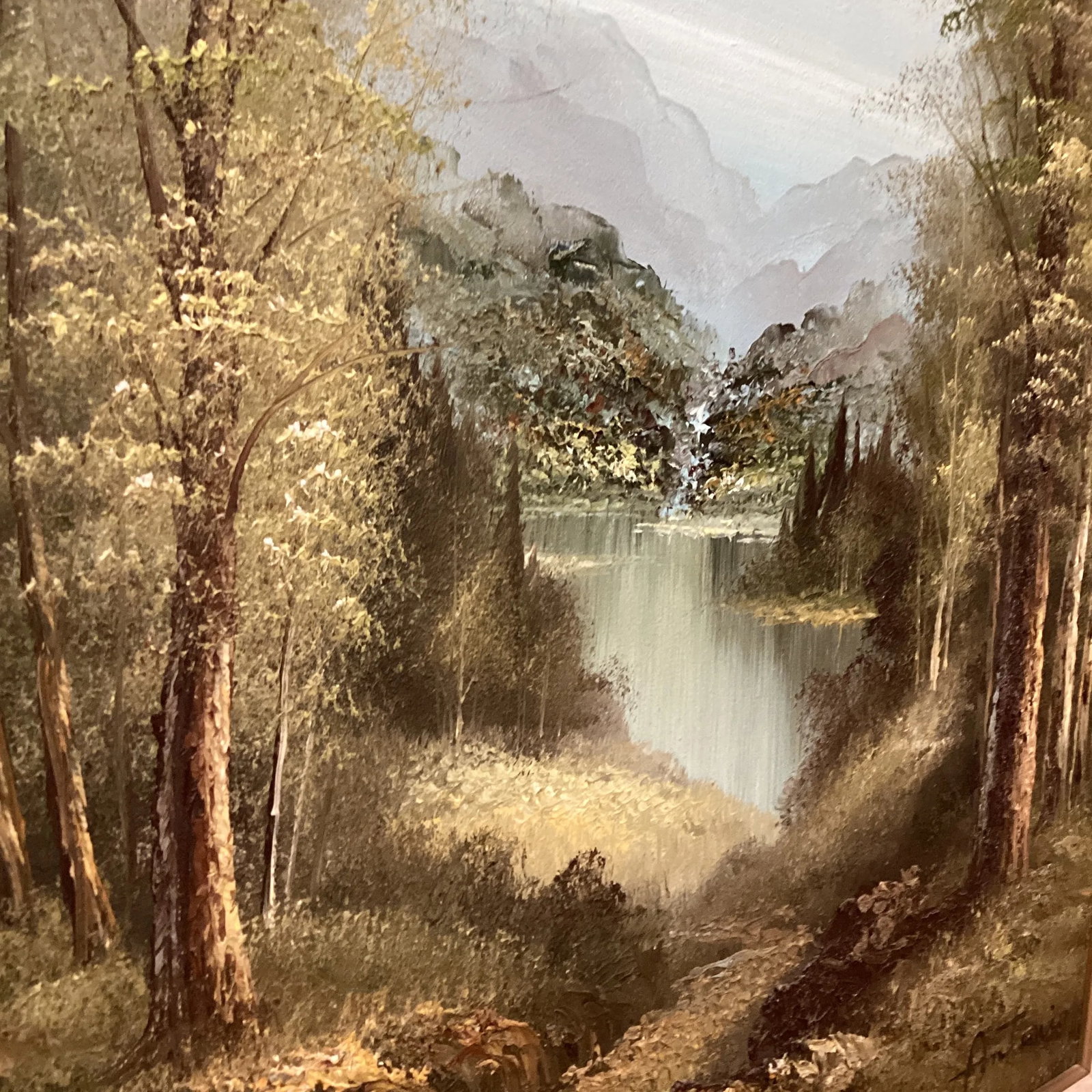 Mid 20th Century Original Landscape Painting on Canvas Framed Artist Signed - 10