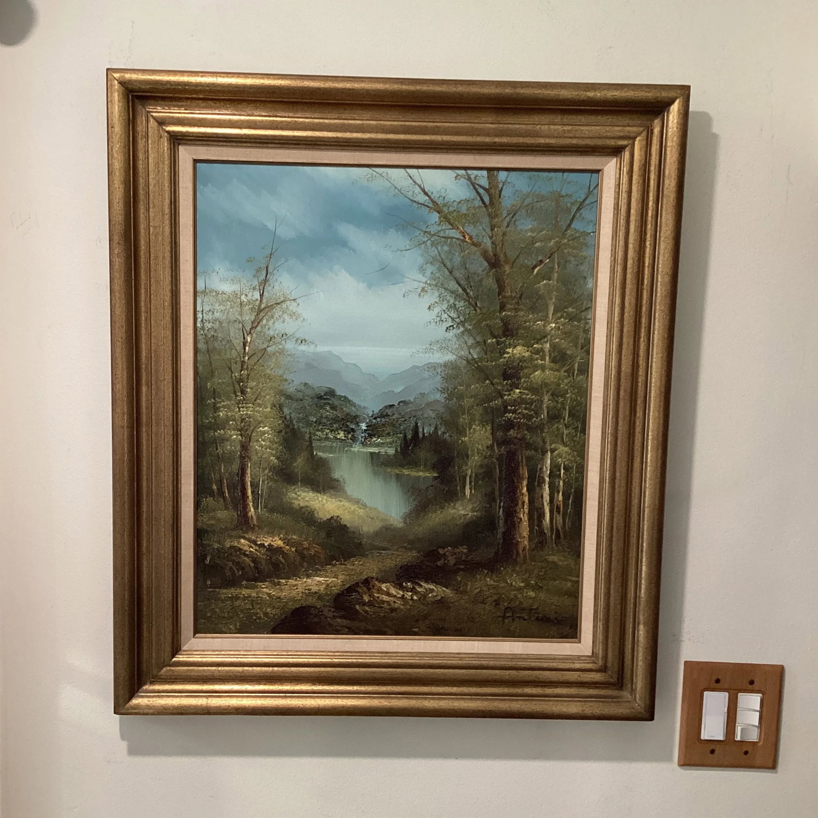 Mid 20th Century Original Landscape Painting on Canvas Framed Artist Signed - 12