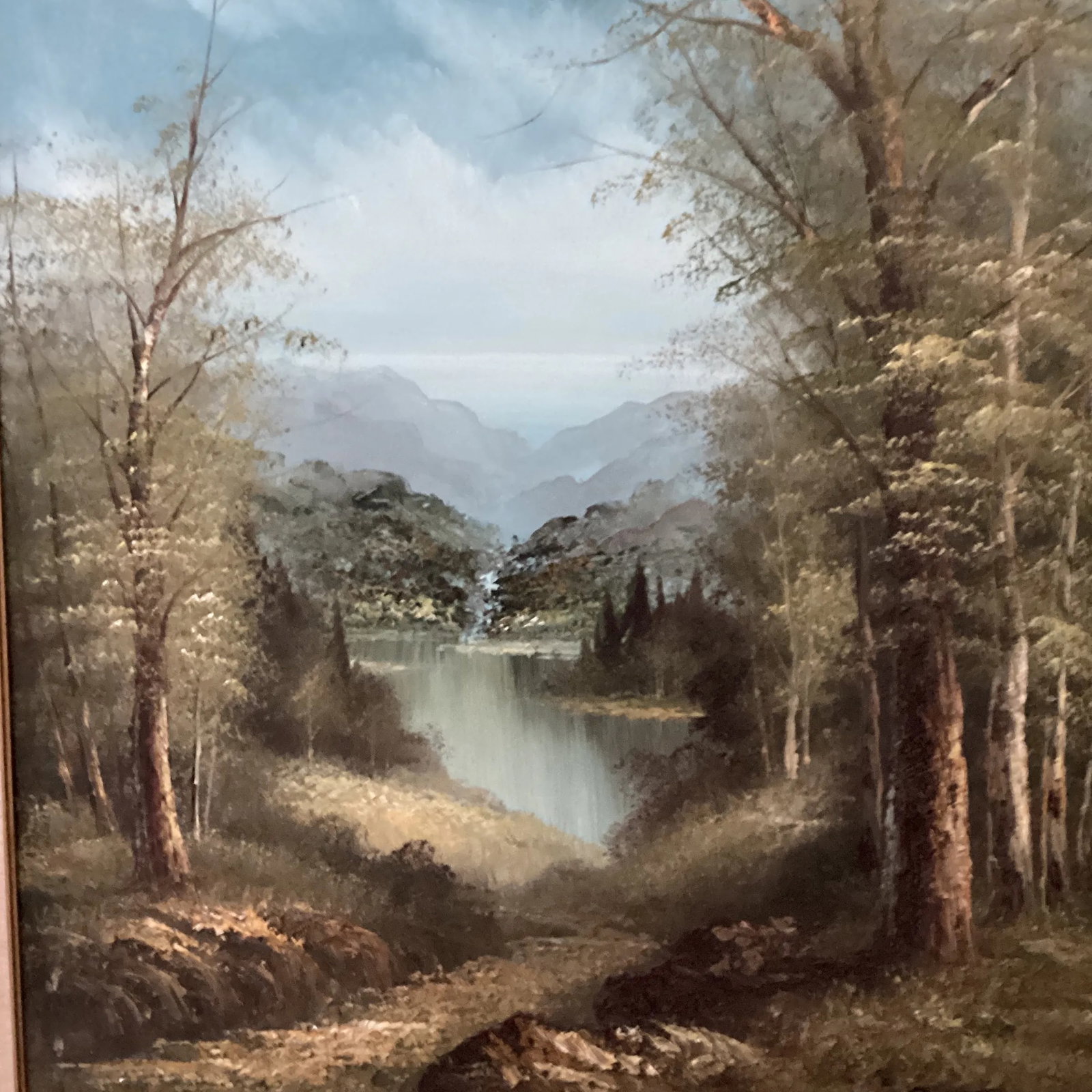 Mid 20th Century Original Landscape Painting on Canvas Framed Artist Signed - 2