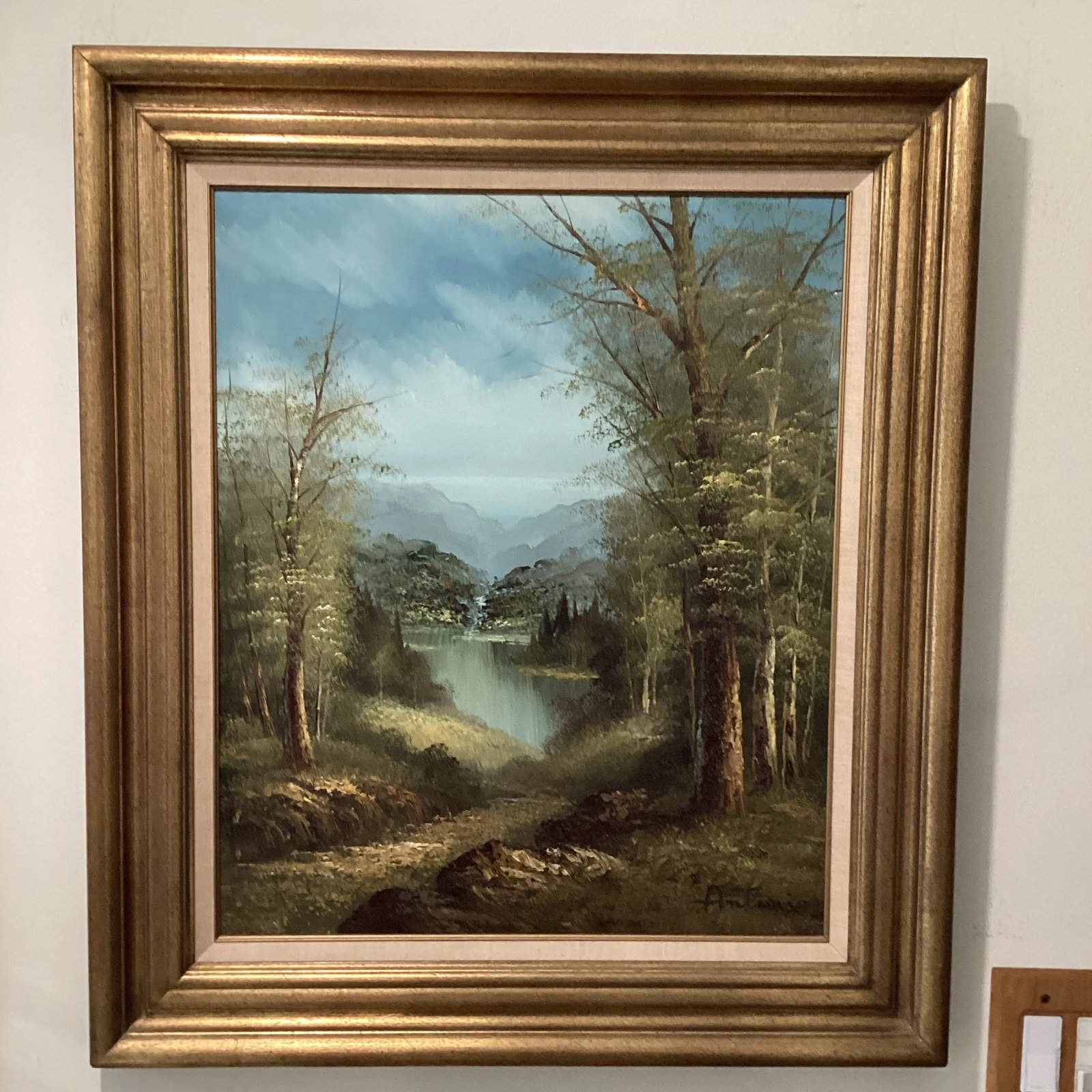Mid 20th Century Original Landscape Painting on Canvas Framed Artist Signed - 3
