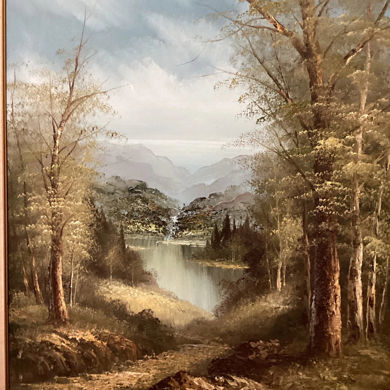 Mid 20th Century Original Landscape Painting on Canvas Framed Artist Signed - 4