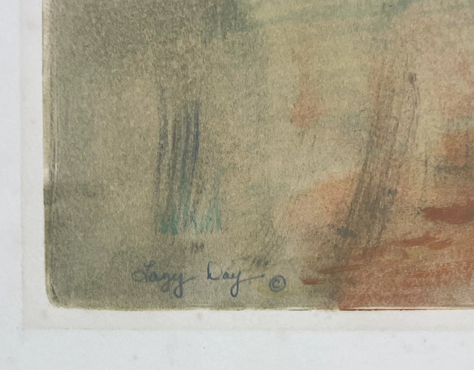 1986 Lazy Day Mixed Media Landscape Monoprint by Lami - 4