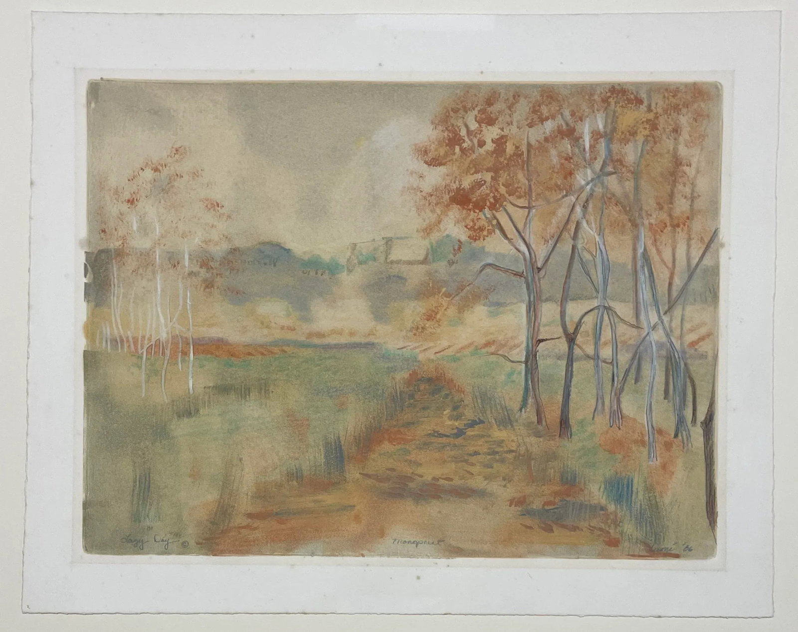 1986 Lazy Day Mixed Media Landscape Monoprint by Lami - 6