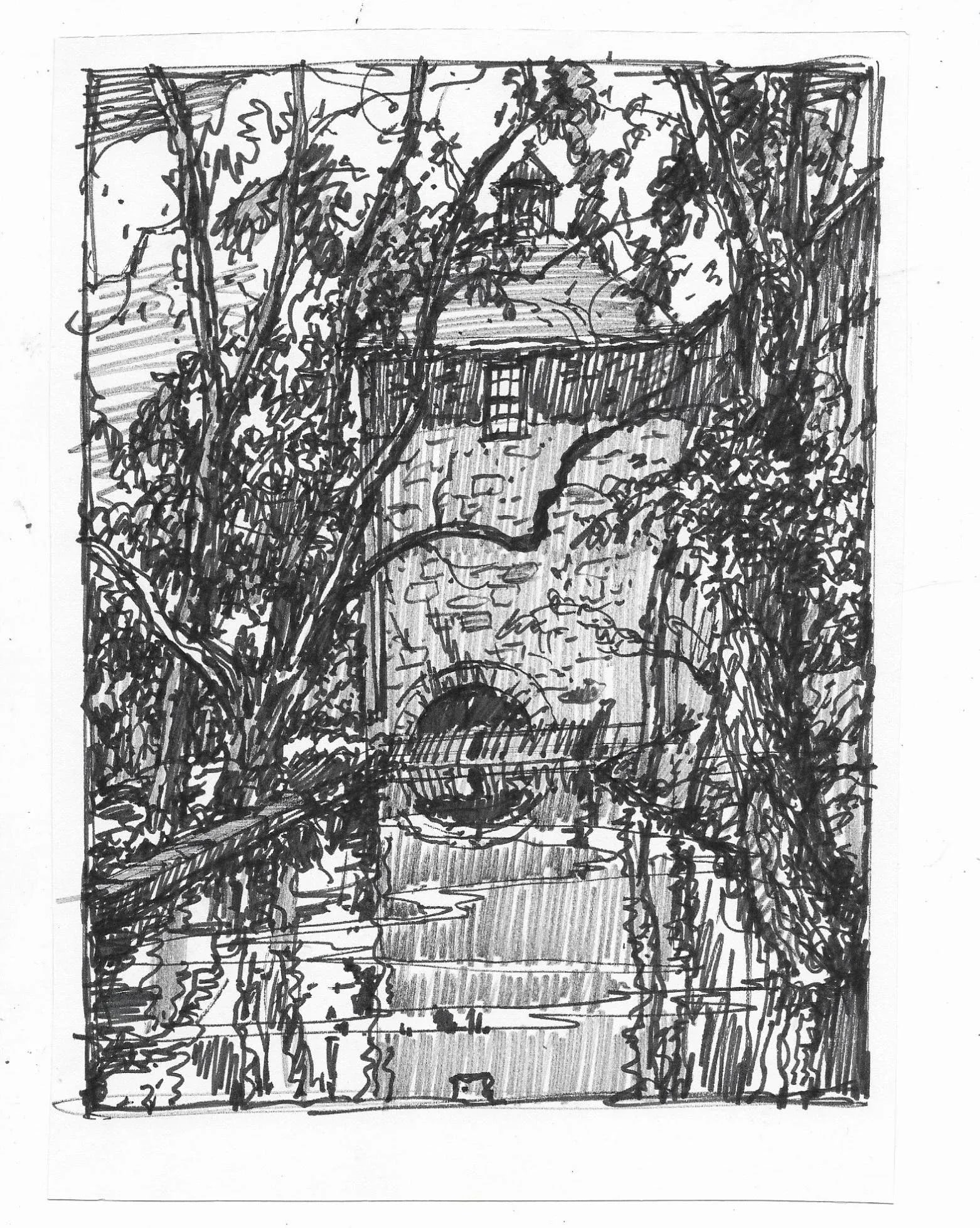 1950s Norman Kent Mill and Canal Drawing - 2