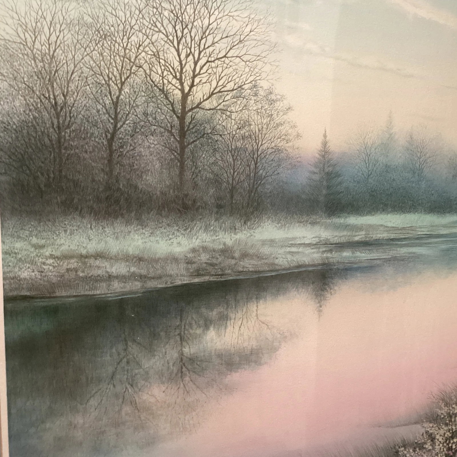 Vintage Original Lithograph Print " Reflection II " by Arnold Alaniz Signed - 11