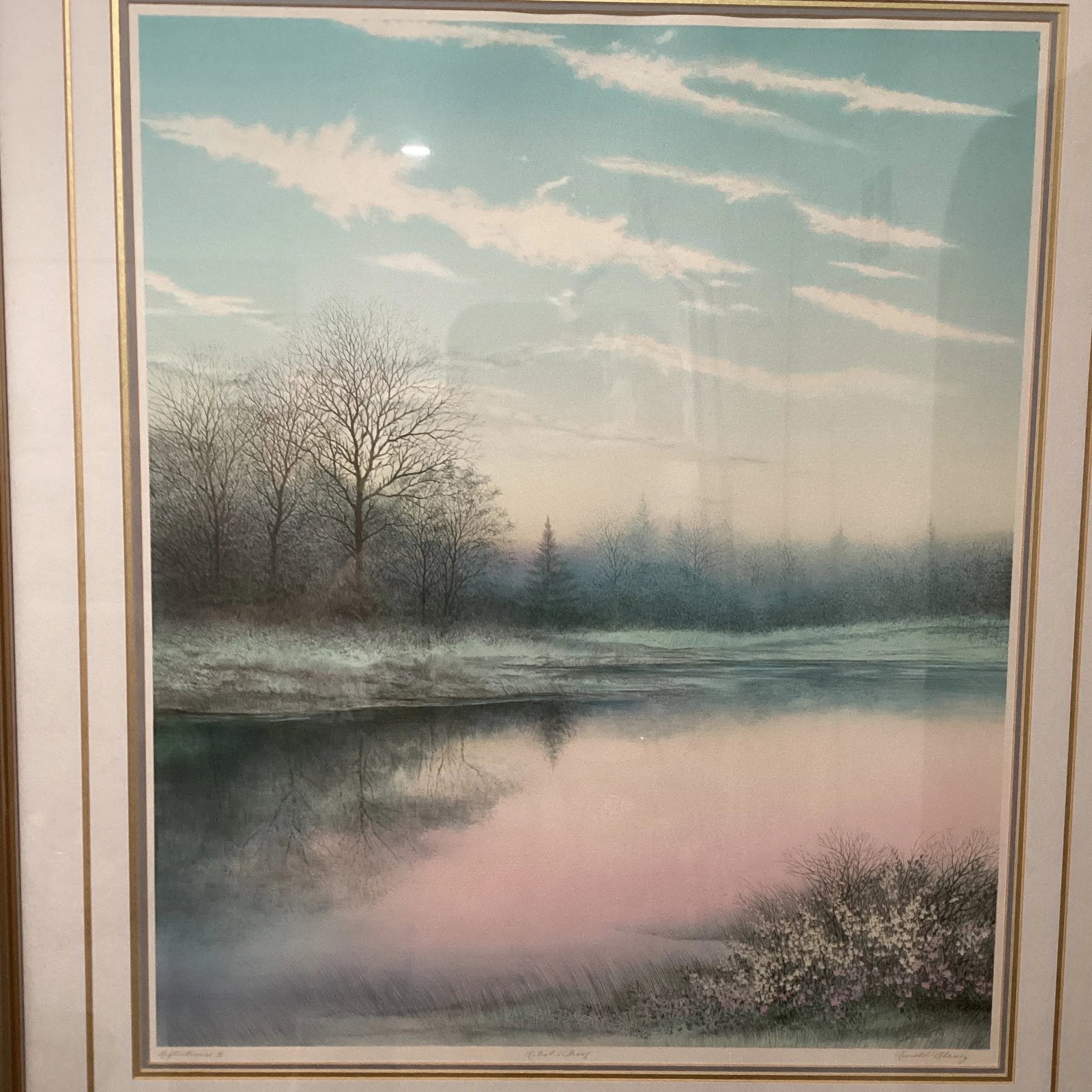 Vintage Original Lithograph Print " Reflection II " by Arnold Alaniz Signed - 2
