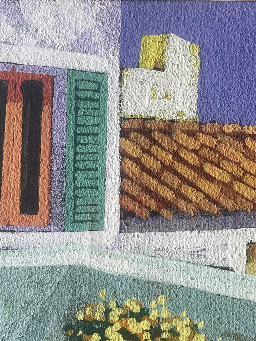 Original Impressionist Fine Art Seaside Roof Painting Colorful Modernist Signed - 4